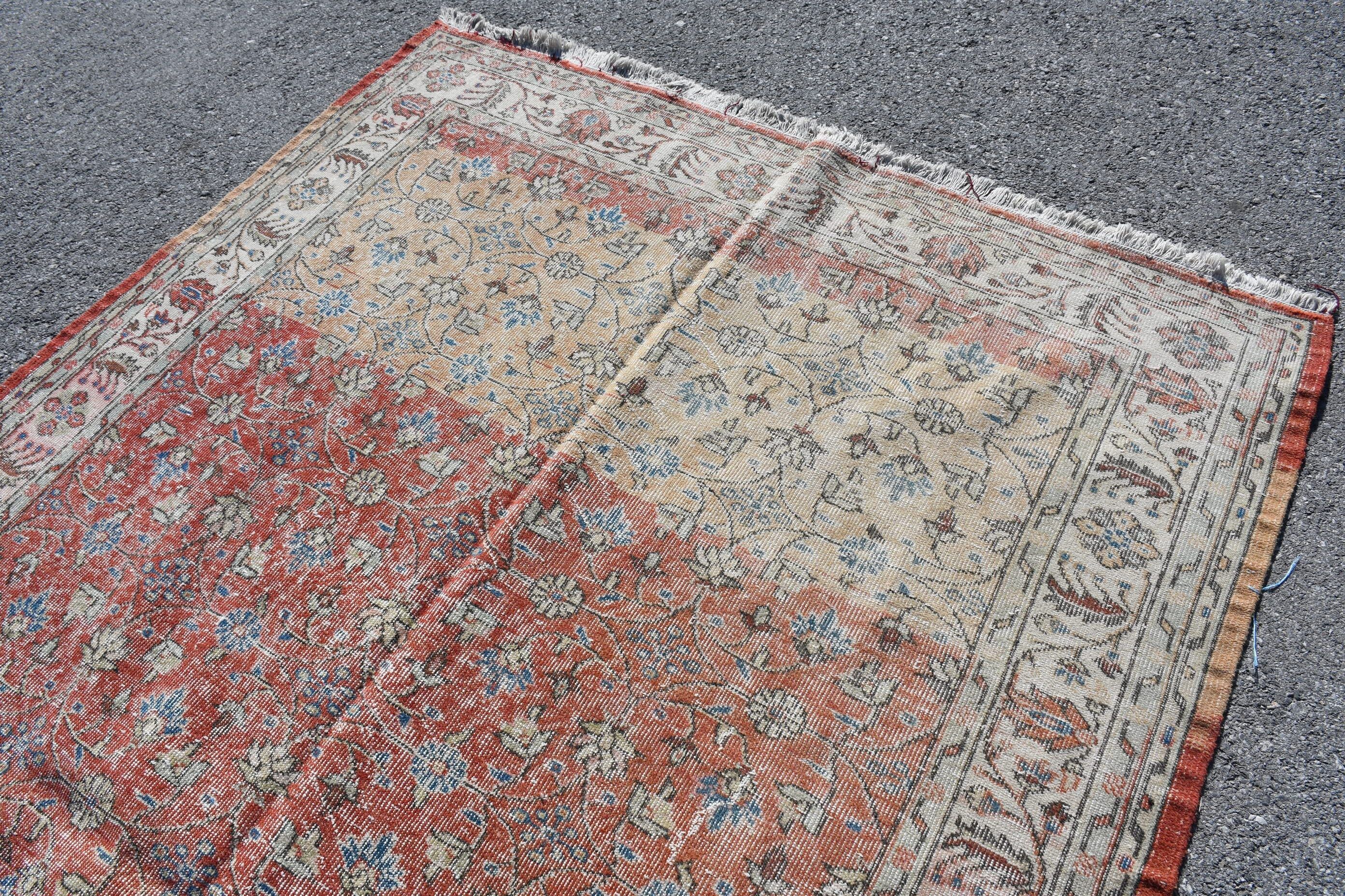 Living Room Rug, Antique Rugs, Vintage Rugs, Rugs for Bedroom, Kitchen Rug, 6.2x9.9 ft Large Rugs, Retro Rugs, Red Bedroom Rug, Turkish Rug