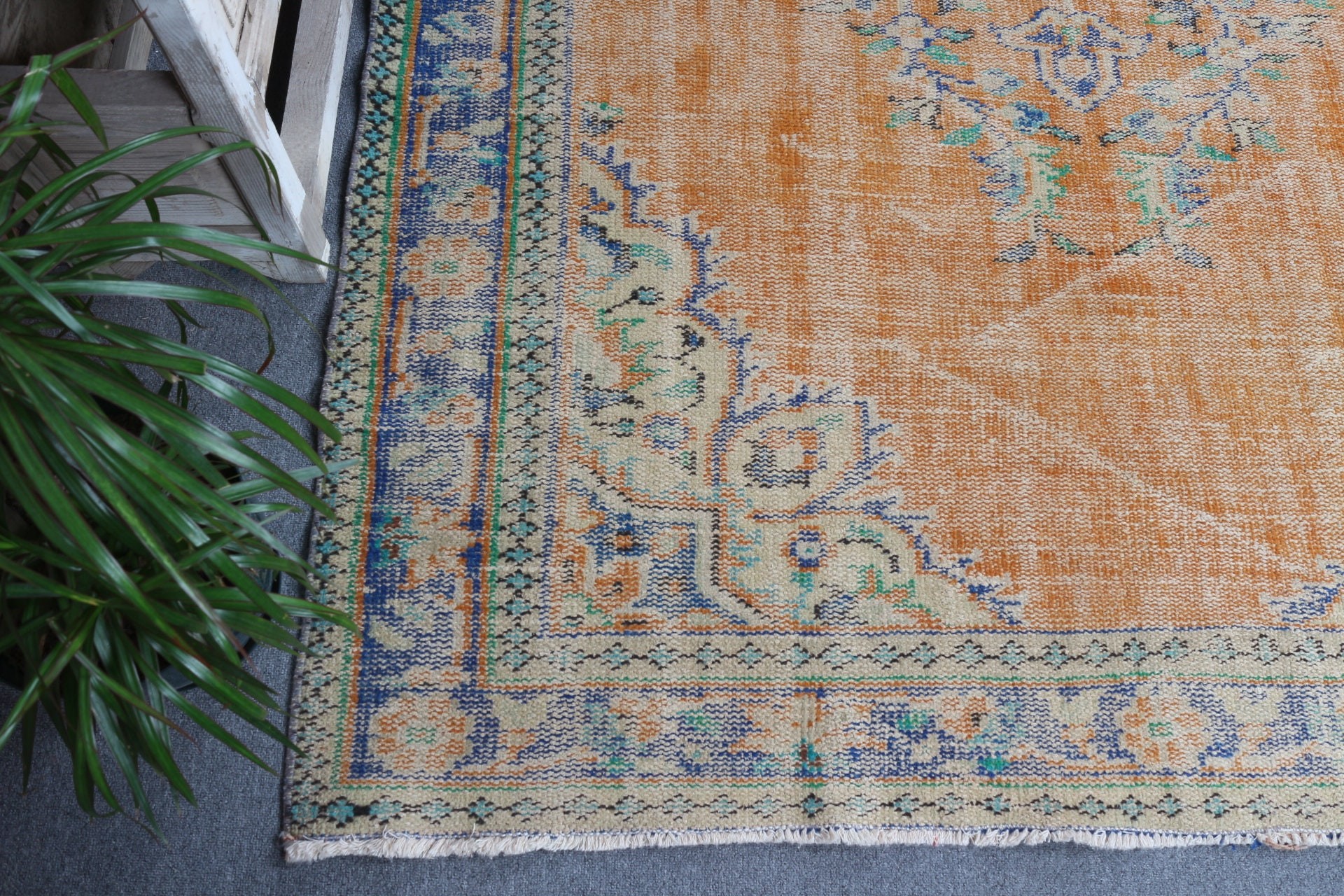 Rugs for Salon, Vintage Rug, Salon Rug, Floor Rugs, Turkish Rugs, Living Room Rug, Kitchen Rug, Orange Oriental Rug, 5.6x8.6 ft Large Rugs