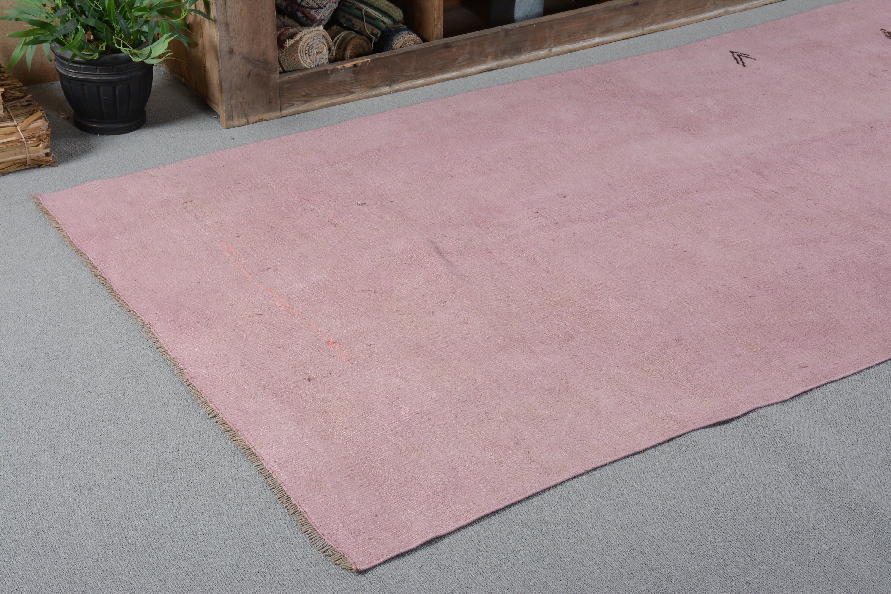 Türk Halısı, Oturma Odası Halısı, Salon Halısı, Düz Dokuma Halısı, Antika Halılar, Oushak Halıları, Vintage Halılar, 4.4x9.2 ft Büyük Halı, Pembe Oryantal Halı