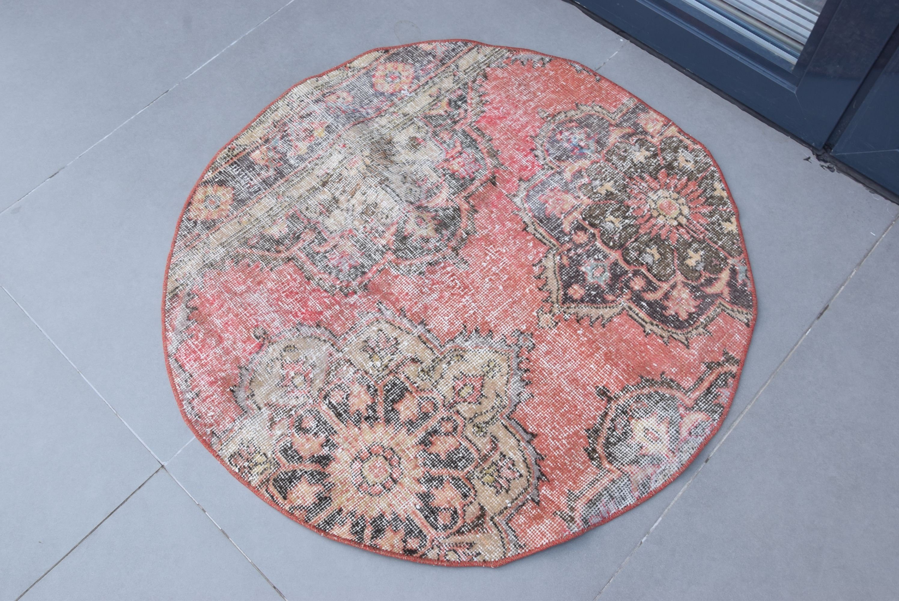 Cute Rugs, Red Antique Rug, Turkish Rug, Vintage Rugs, Antique Rugs, Rugs for Entry, 3.3x3.3 ft Small Rugs, Bathroom Rugs