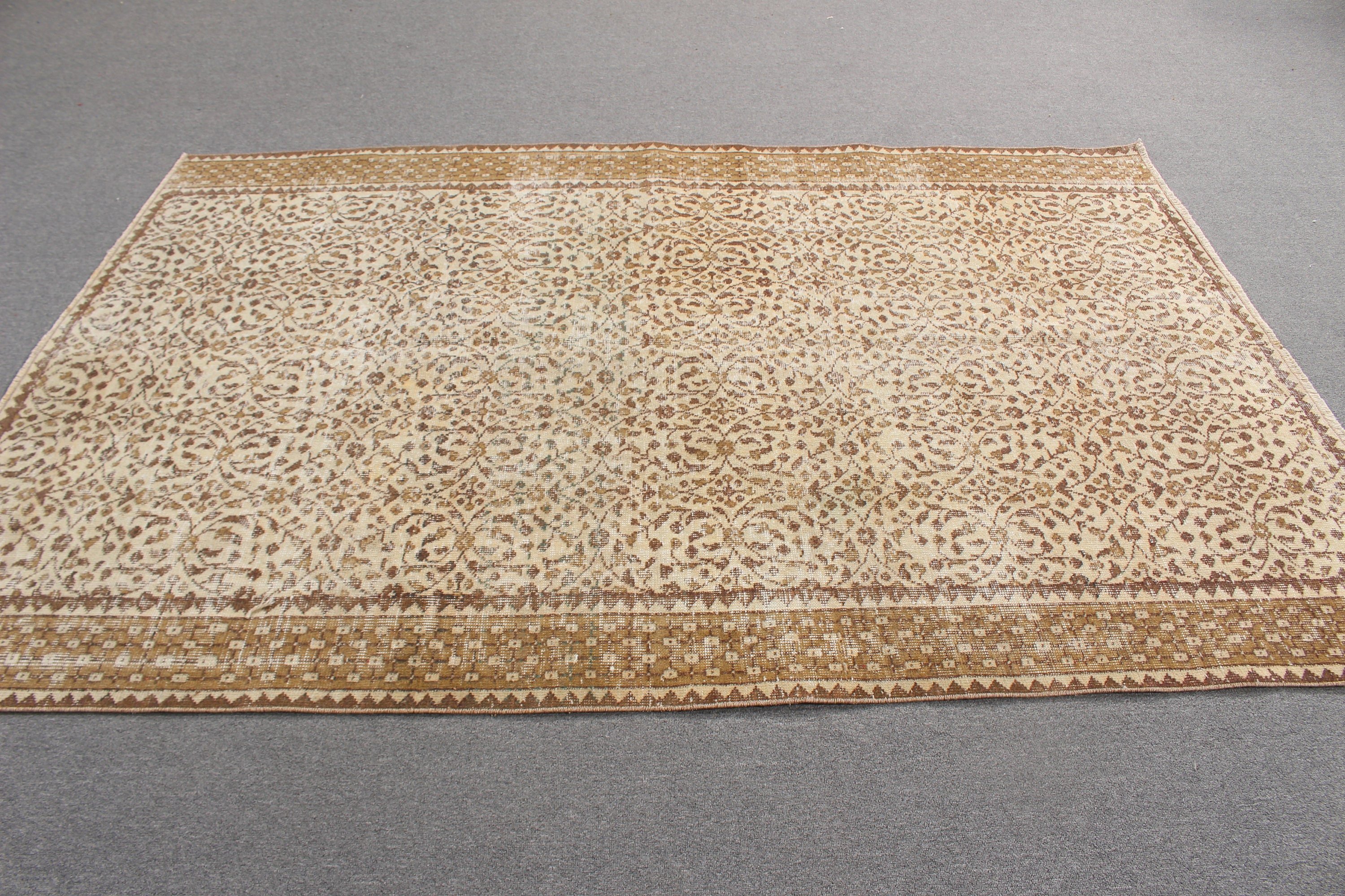 Beige Antique Rug, Bedroom Rugs, Turkish Rug, Vintage Rug, Home Decor Rug, Salon Rug, Aztec Rug, 5.3x7.9 ft Large Rugs, Statement Rug