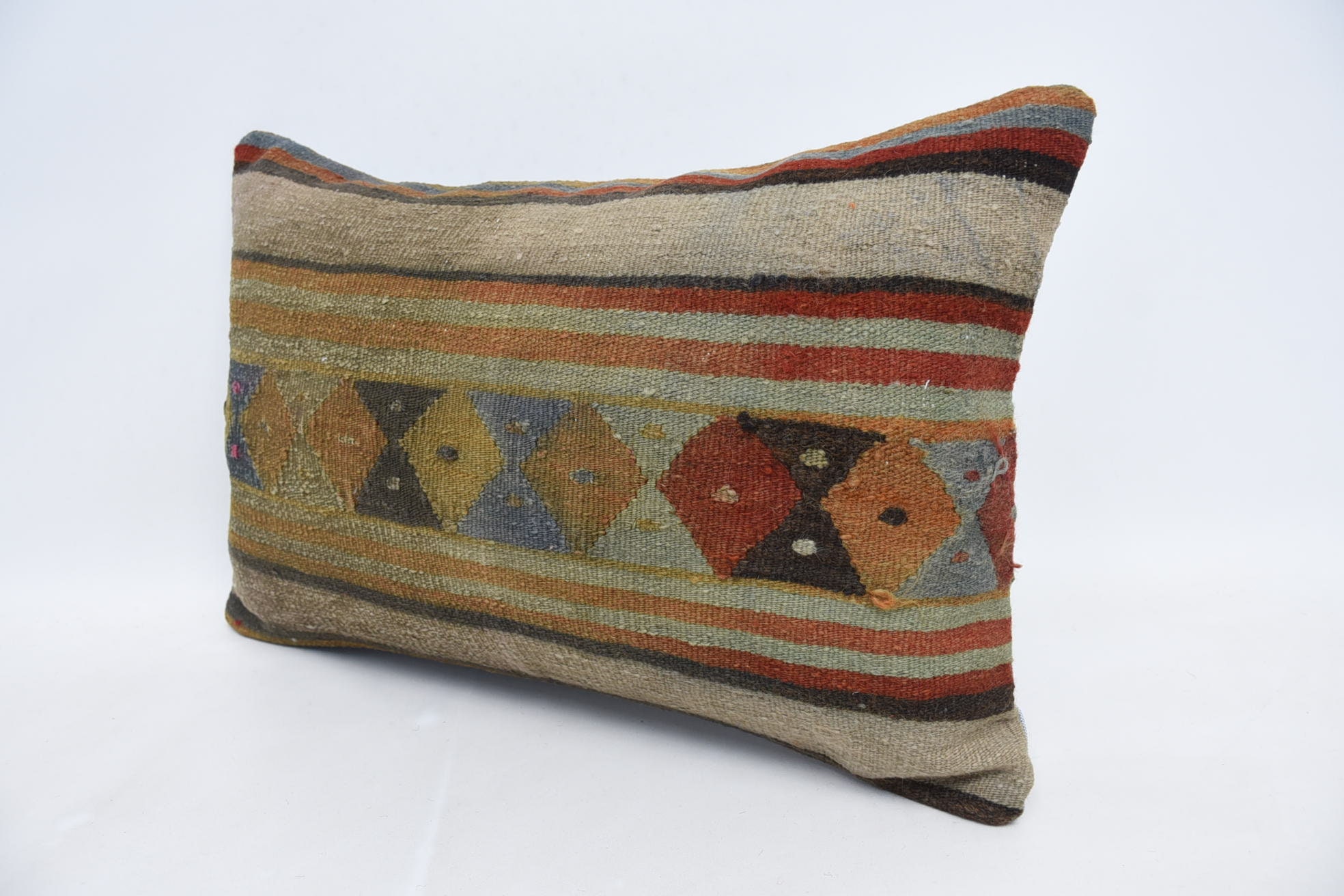 Customized Pillow Sham, 16"x24" Blue Pillow Cover, Vintage Kilim Throw Pillow, Seat Cushion, Kilim Pillow Cover, Boho Pillow, Chair Pillow