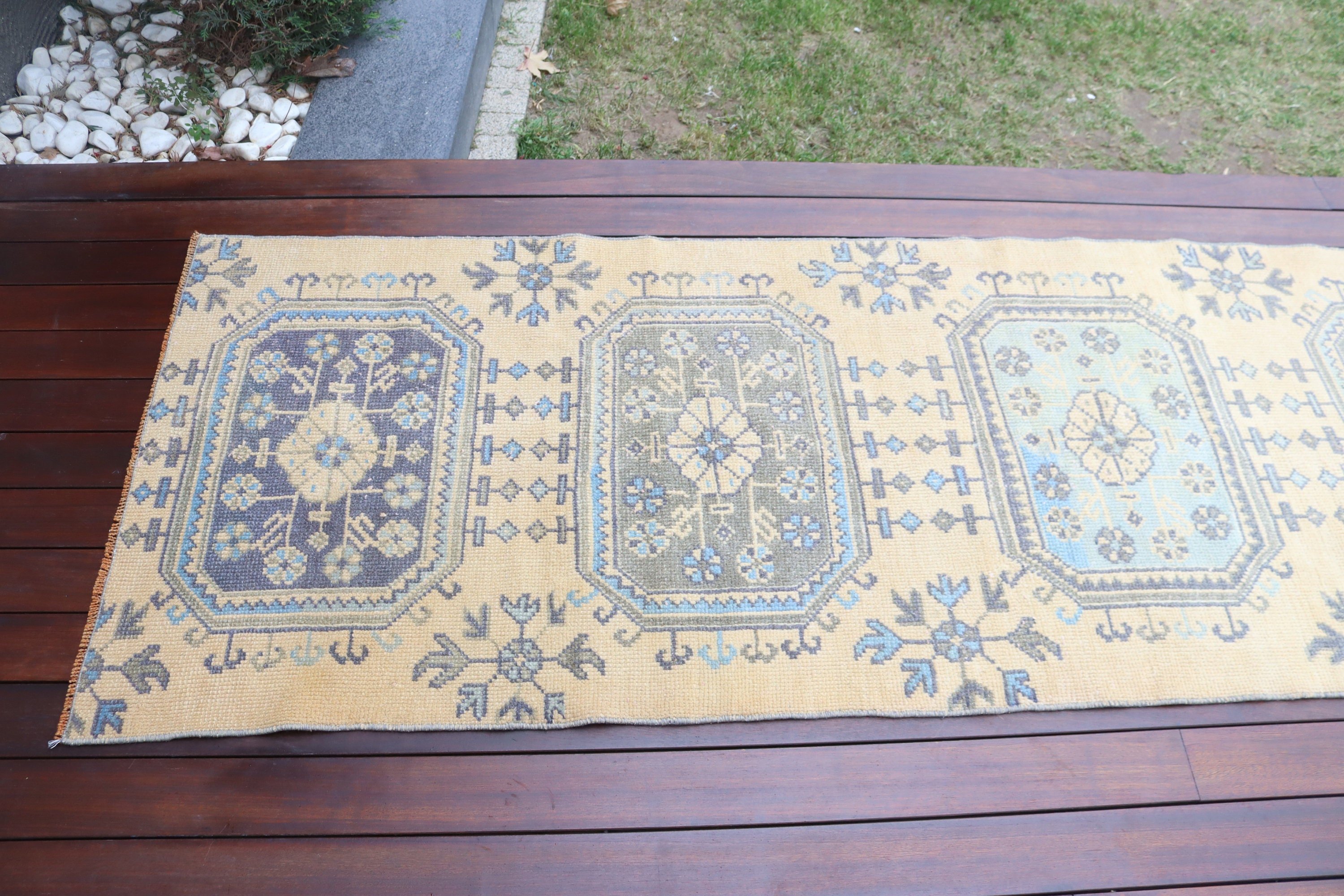 Corridor Rugs, Turkish Rugs, Vintage Rugs, Luxury Rugs, 2.7x8.5 ft Runner Rug, Kitchen Rugs, Bronze Geometric Rug, Rugs for Corridor