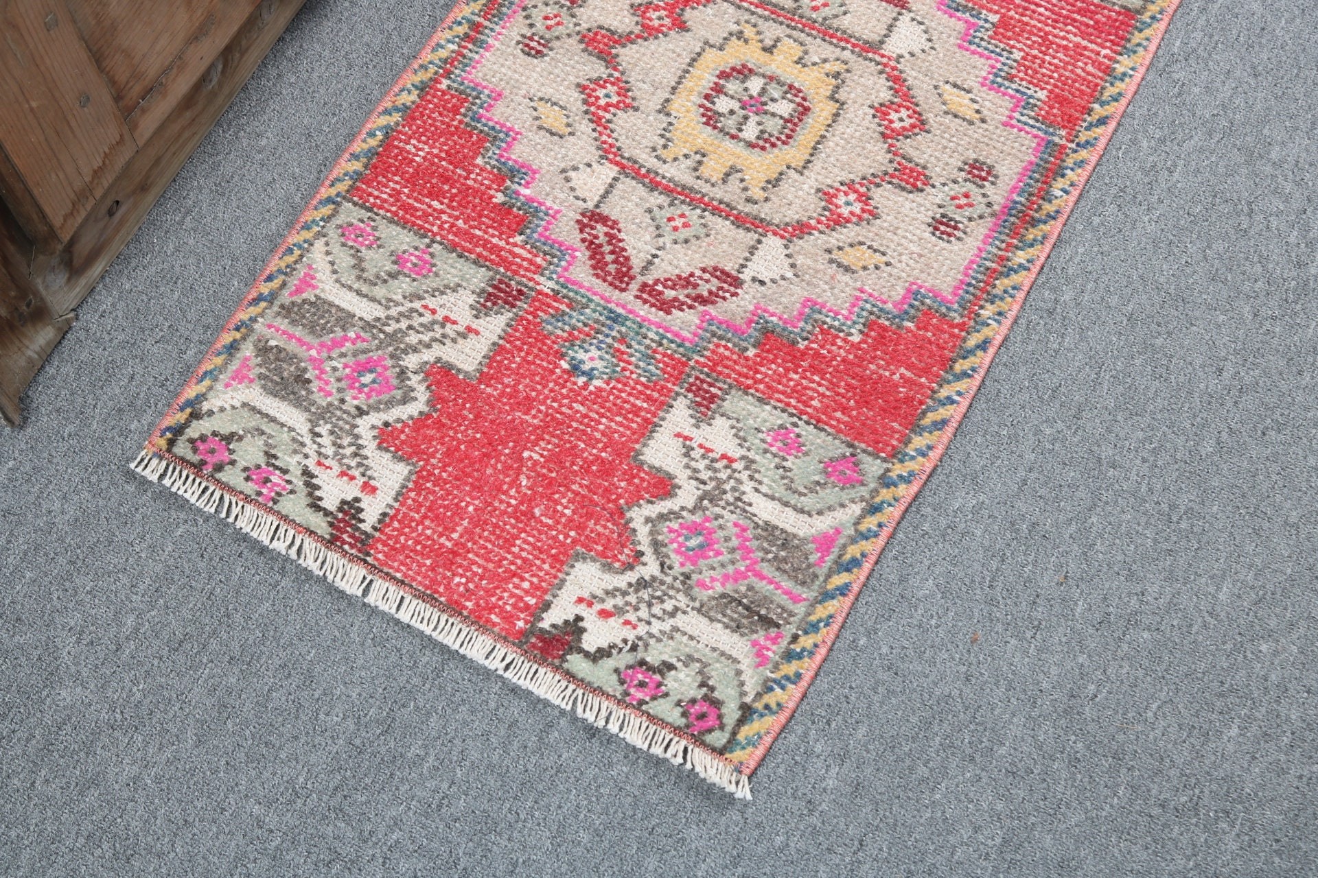 Bedroom Rug, Home Decor Rugs, Vintage Rug, Turkish Rug, Boho Rug, Bathroom Rugs, Red  1.5x2.8 ft Small Rugs