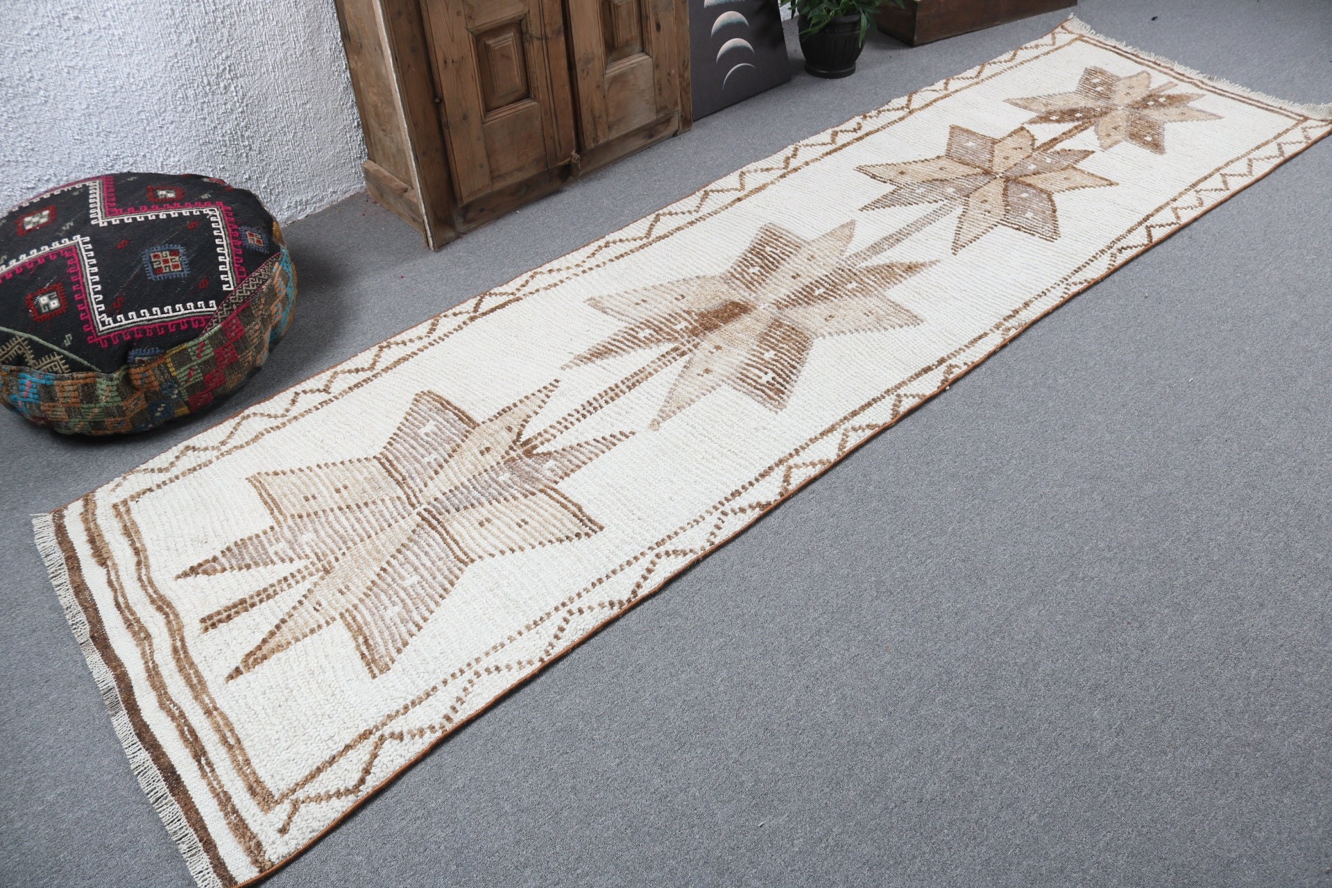 Flatweave Rugs, Turkish Rugs, Rugs for Corridor, Vintage Rugs, Anatolian Rugs, Long Runner Rugs, Beige Floor Rugs, 3x10.7 ft Runner Rugs