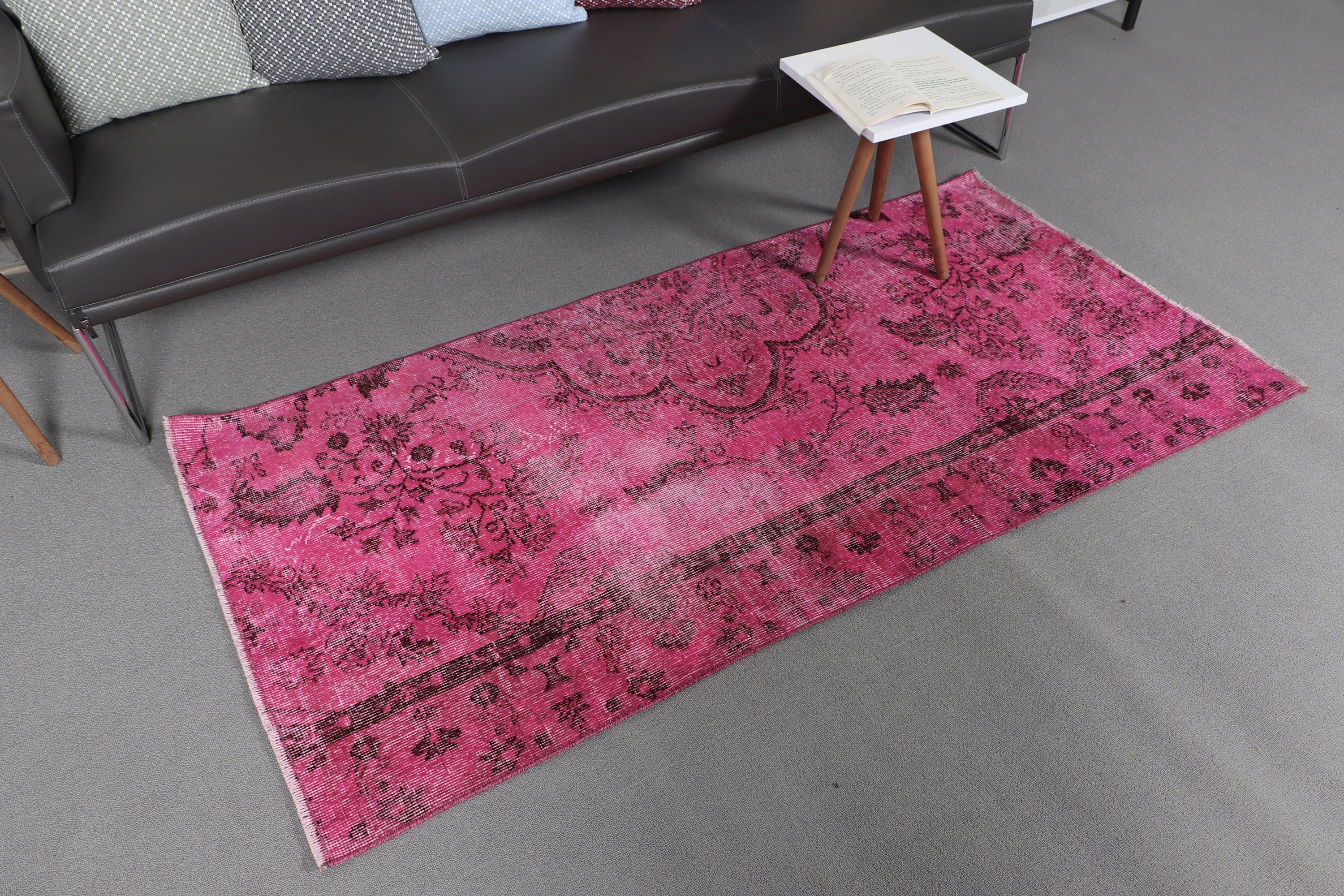 Pink Bedroom Rug, Turkish Rug, 3x5.9 ft Accent Rug, Rugs for Entry, Cool Rug, Vintage Rug, Vintage Decor Rugs, Entry Rug, Moroccan Rug