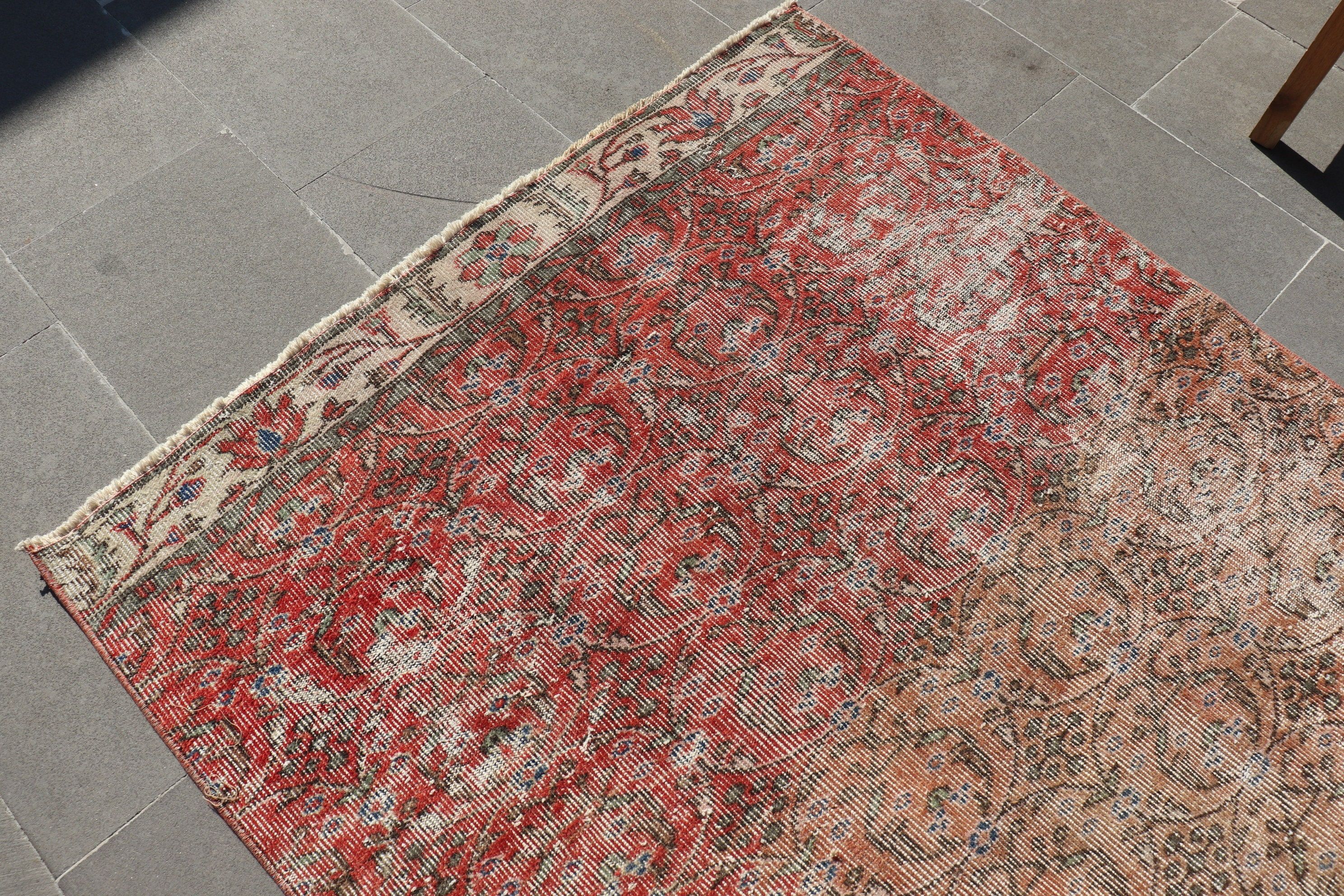Living Room Rug, Home Decor Rug, Bright Rug, 3.8x8.9 ft Area Rugs, Vintage Rugs, Indoor Rug, Orange Antique Rug, Turkish Rug
