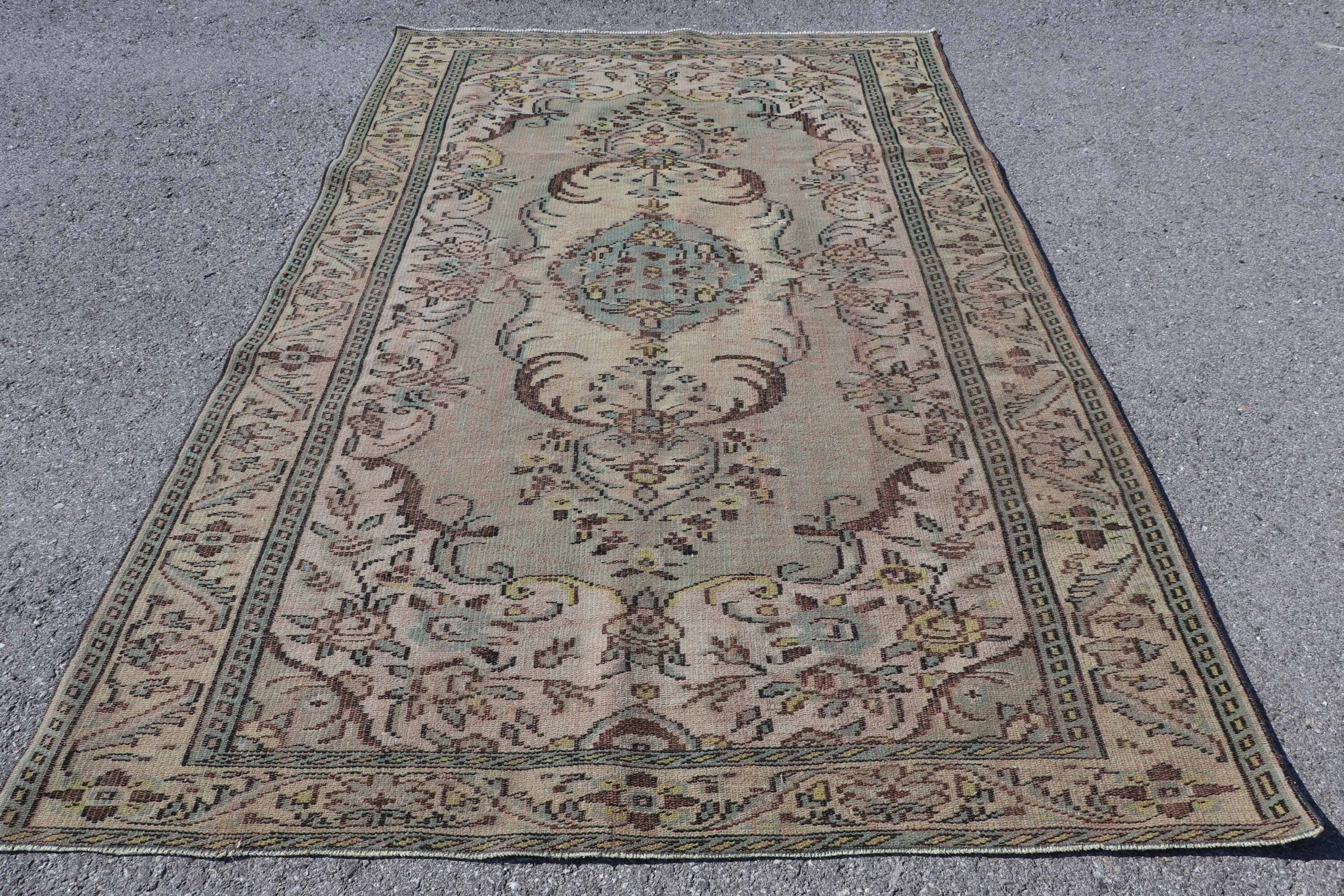 5.7x8.8 ft Large Rug, Oriental Rug, Salon Rug, Turkish Rugs, Floor Rug, Green Kitchen Rug, Rugs for Bedroom, Bedroom Rug, Vintage Rug