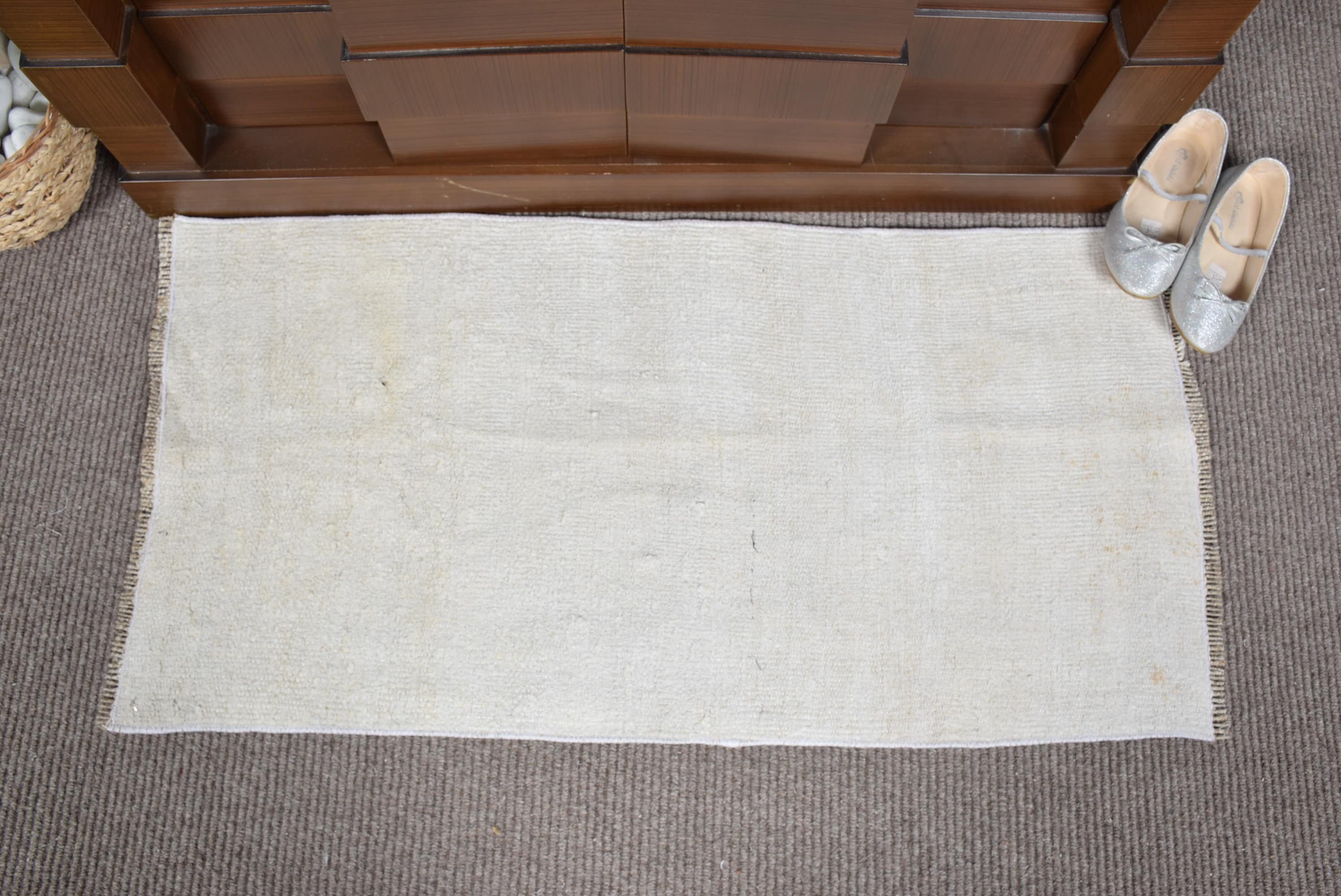 Yün Halılar, Araba Paspas Halısı, Anadolu Halısı, Bej Yatak Odası Halısı, Vintage Halı, Banyo Halıları, Türk Halısı, 1.7x3.3 ft Küçük Halı, Kapı Paspas Halısı