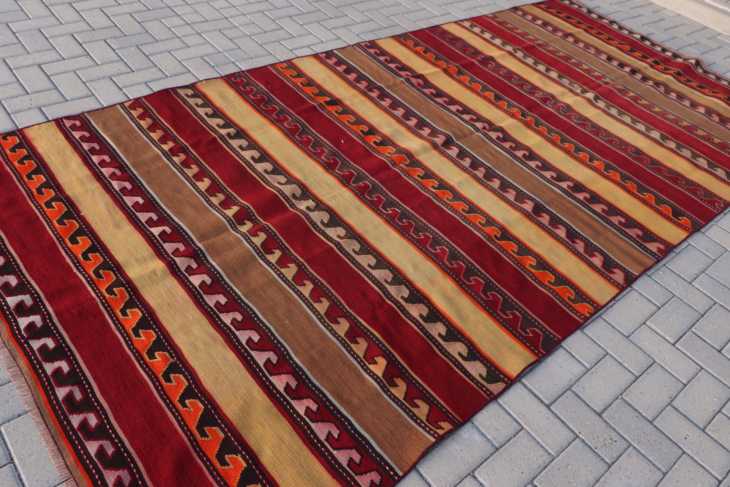 Bedroom Rug, Red Floor Rug, Living Room Rug, Vintage Rug, 5.7x12 ft Large Rug, Cool Rug, Outdoor Rug, Turkish Rug, Kilim