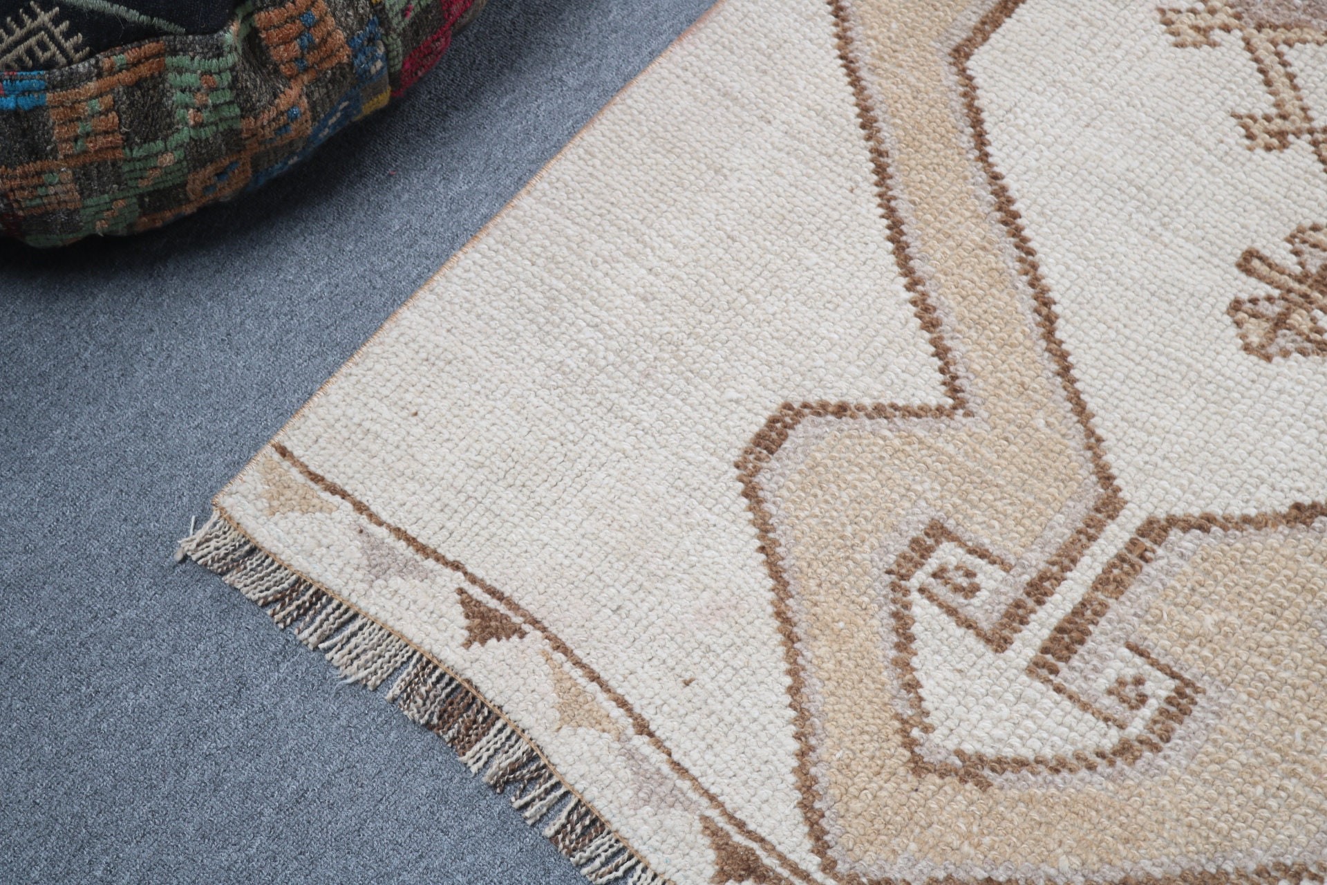 Rugs for Stair, Beige Geometric Rug, Vintage Runner Rugs, Bedroom Rugs, Vintage Rug, Floor Rug, 2.9x10.9 ft Runner Rugs, Turkish Rug