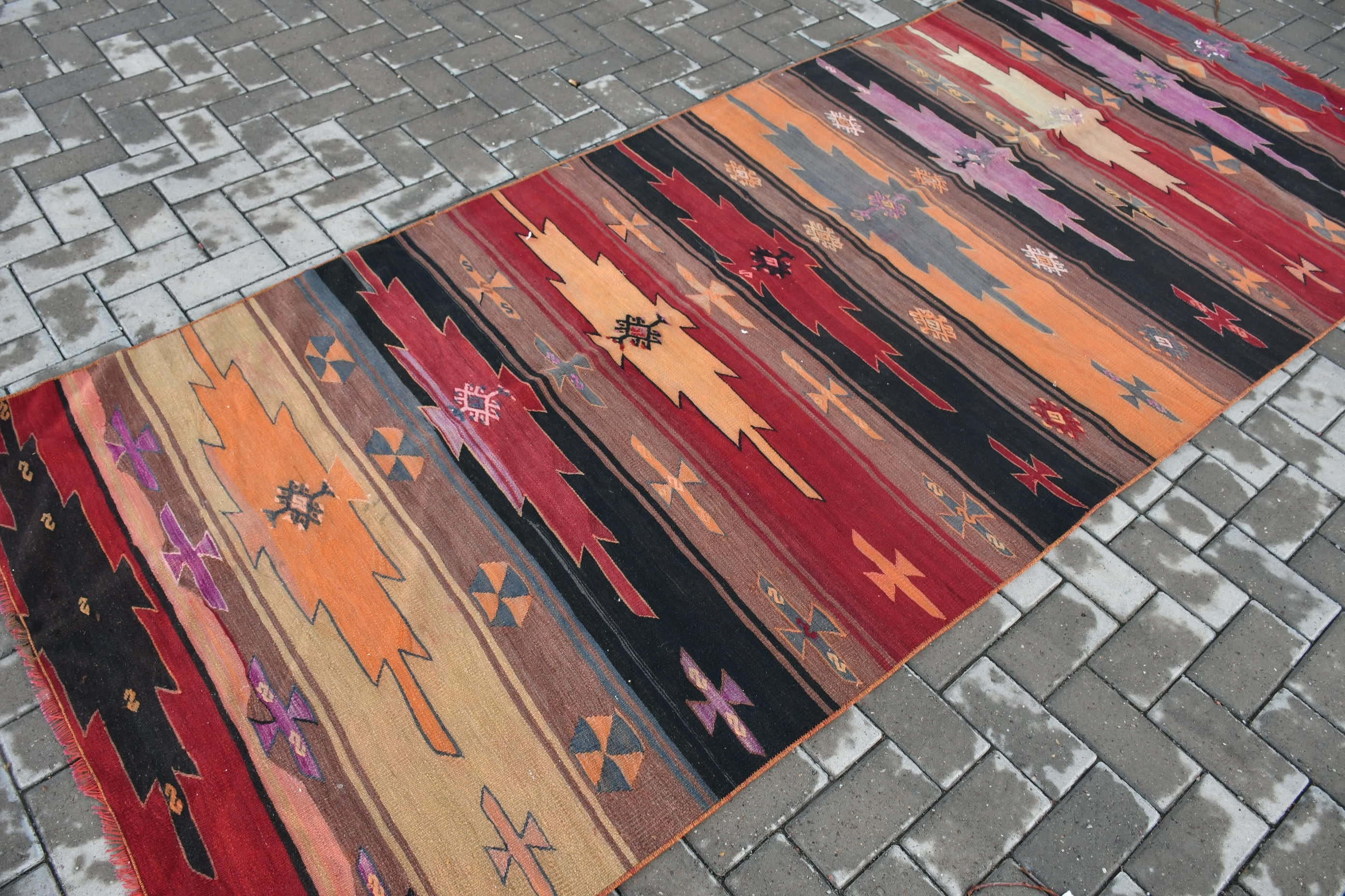 4x10.2 ft Runner Rugs, Tribal Rug, Kilim, Vintage Rugs, Kitchen Rug, Corridor Rug, Turkish Rug, Bedroom Rug, Red Floor Rugs