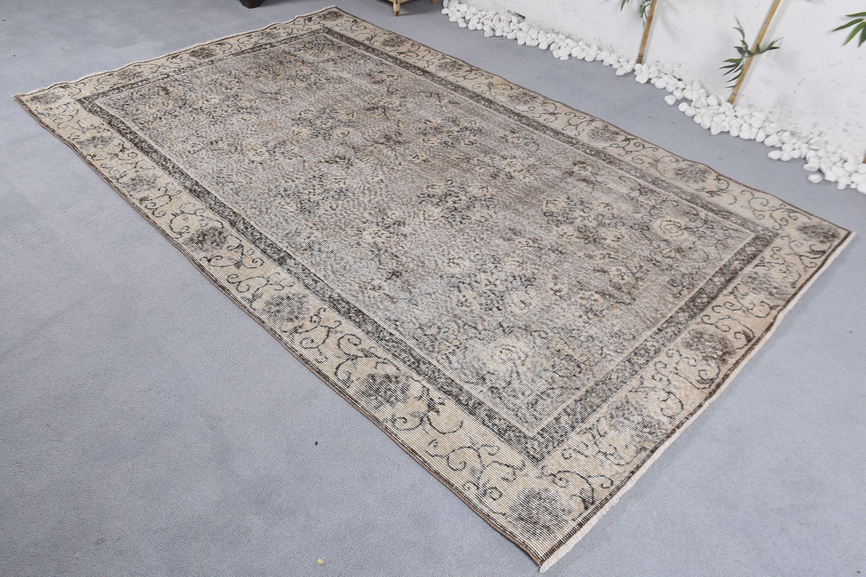 Turkish Rug, Office Rug, Oushak Rugs, Wool Rug, Bedroom Rugs, Beige Home Decor Rug, Dining Room Rug, Vintage Rugs, 5.2x8.6 ft Large Rug