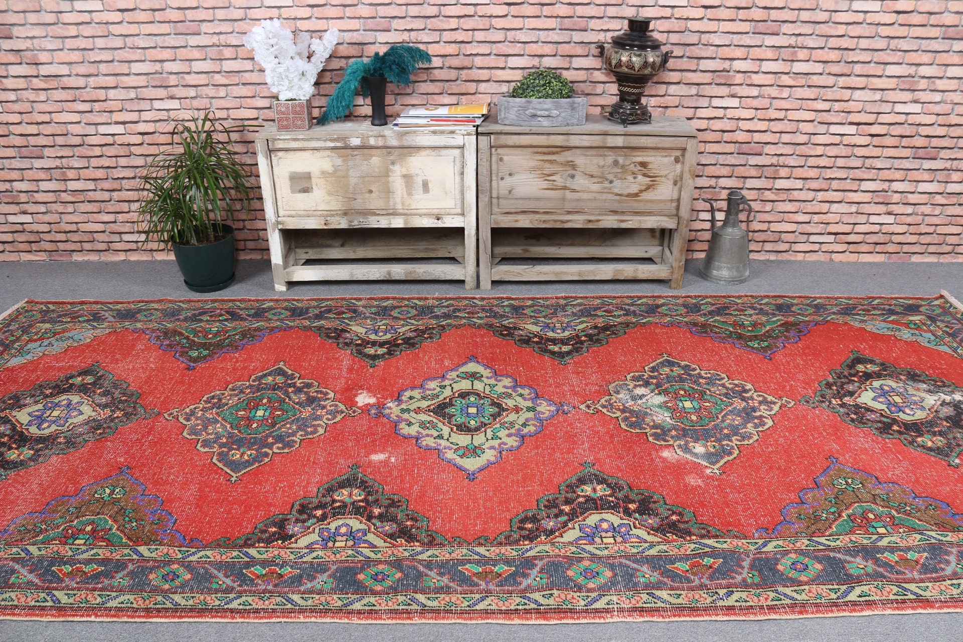 Red Home Decor Rug, 5.1x12 ft Large Rugs, Antique Rugs, Turkish Rug, Living Room Rug, Aztec Rugs, Floor Rug, Dining Room Rugs, Vintage Rug