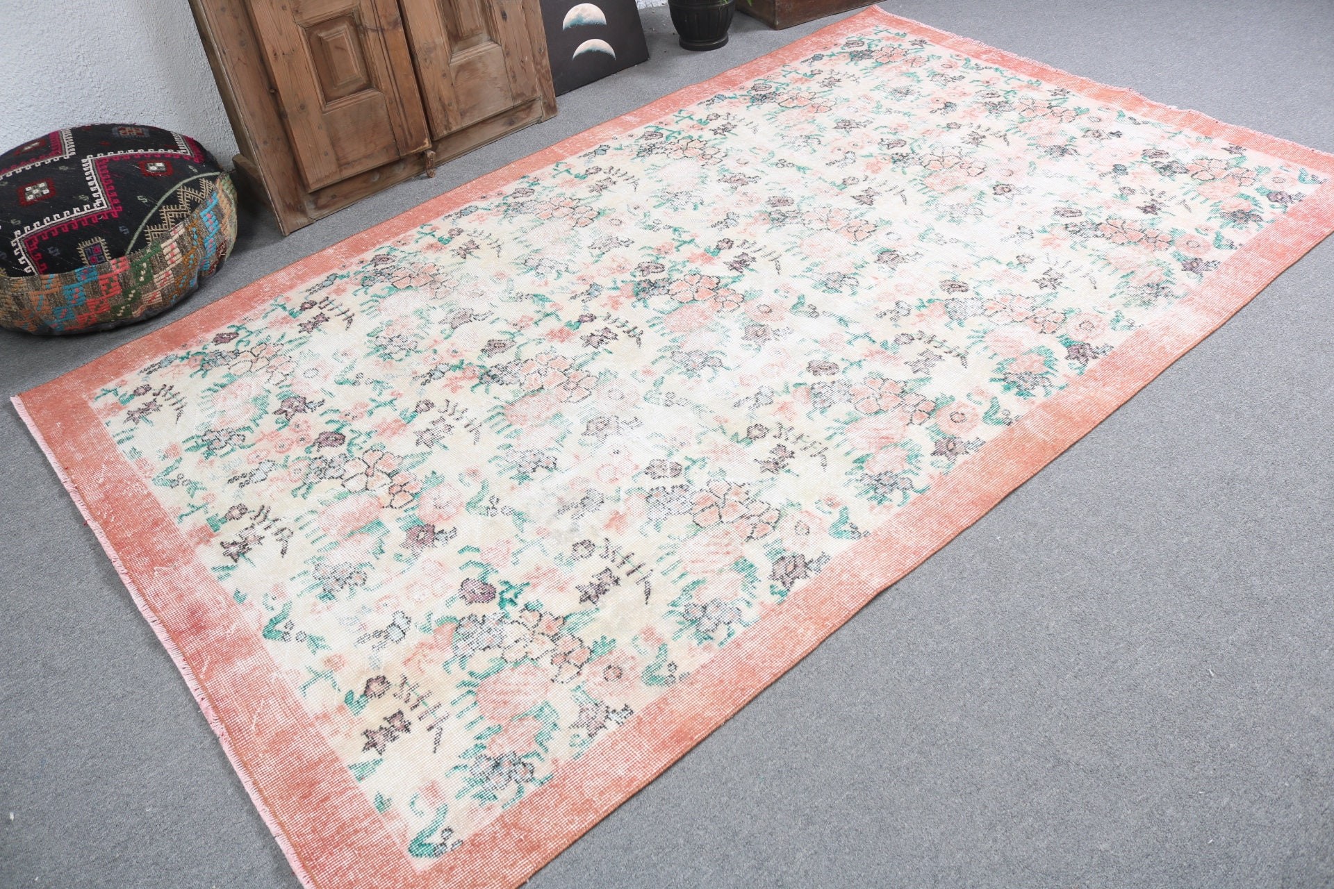 Modern Halı, Vintage Halılar, Egzotik Halı, Büyük Oushak Halı, Yatak Odası Halıları, 5.4x8.9 ft Büyük Halı, Bej Modern Halılar, Türk Halıları, Salon Halıları