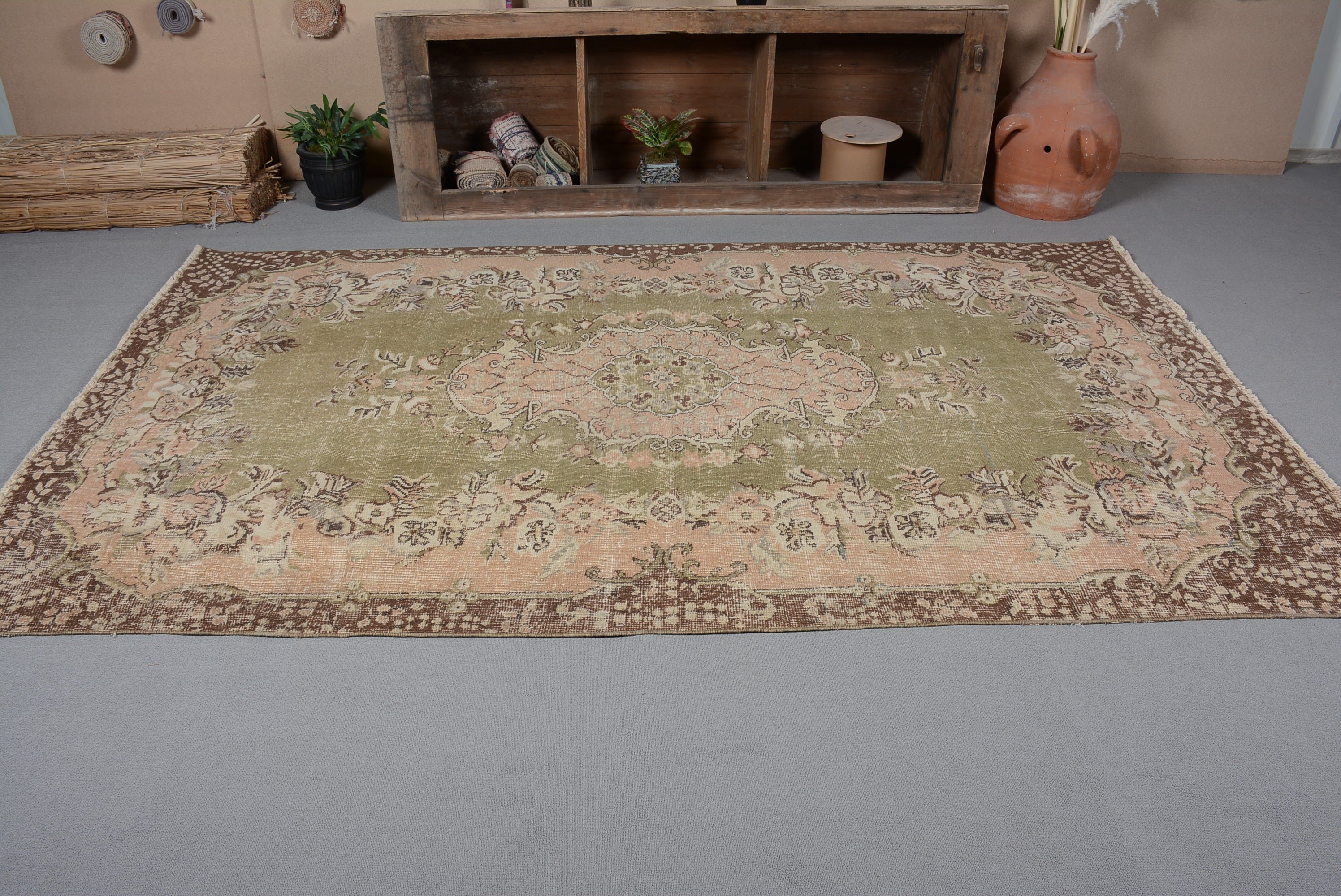 Oriental Rugs, Art Rugs, 5.3x8.8 ft Large Rugs, Dining Room Rugs, Bedroom Rug, Green Moroccan Rug, Turkish Rugs, Floor Rugs, Vintage Rug