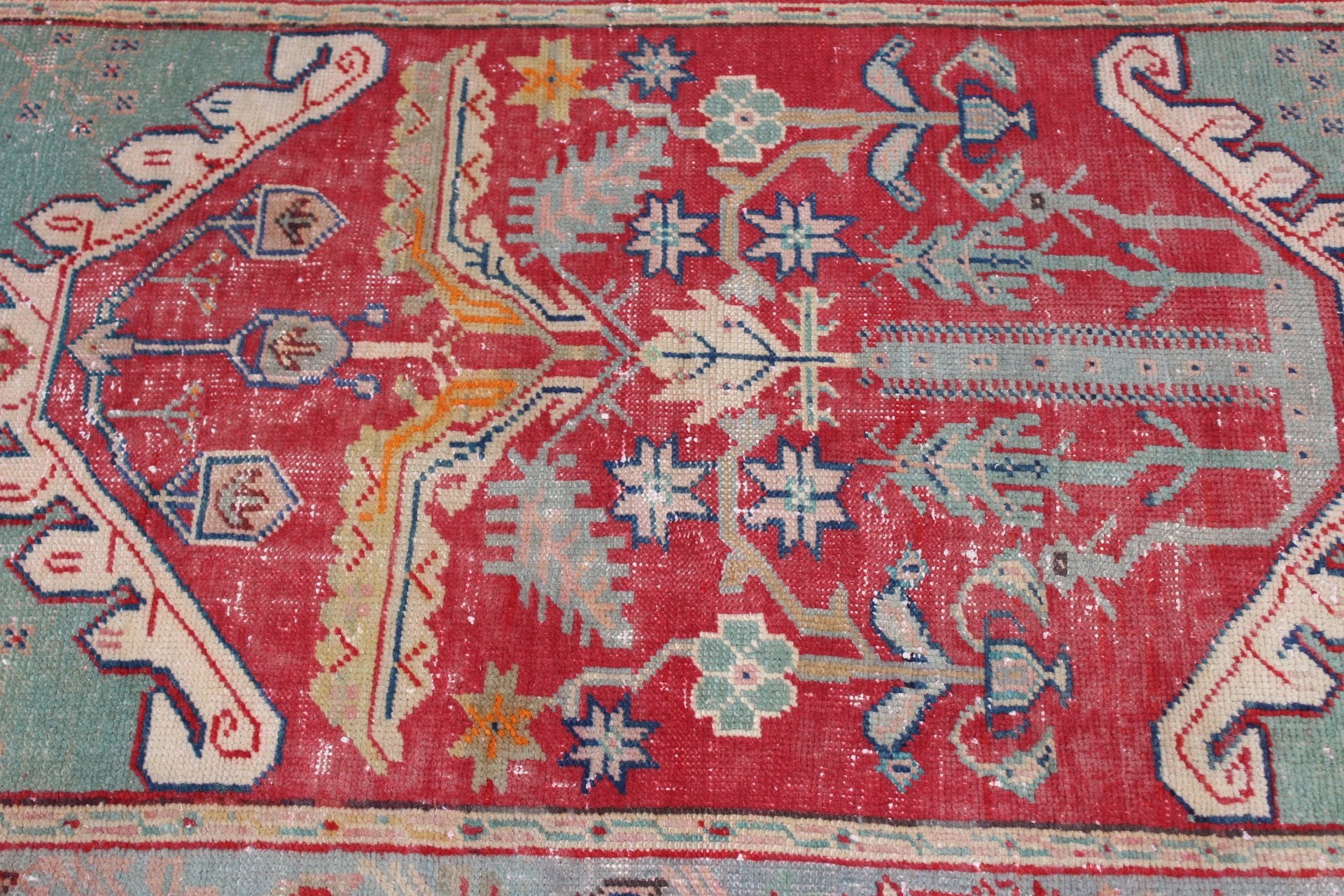 Yatak Odası Halısı, Çocuk Halısı, Türk Halısı, Yün Halılar, Yatak Odası Halıları, Vintage Halılar, Kırmızı Oushak Halı, 3.4x5 ft Accent Halı, Mutfak Halısı