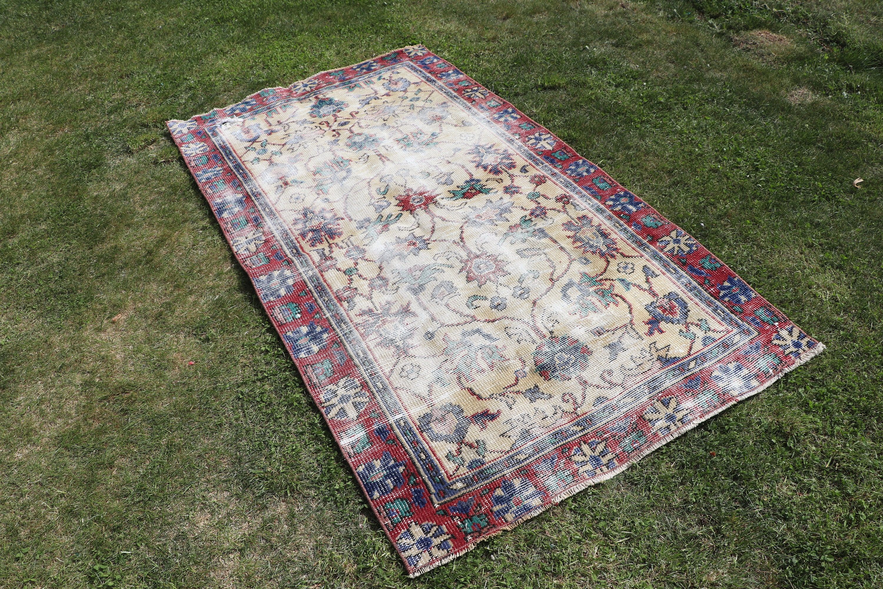 Yer Halıları, Aksan Halıları, 3,3x6,1 ft Aksan Halıları, Kırmızı Ev Dekor Halıları, Türk Halıları, Bohem Halısı, Vintage Halı, Yatak Odası Halısı, Mutfak Halısı