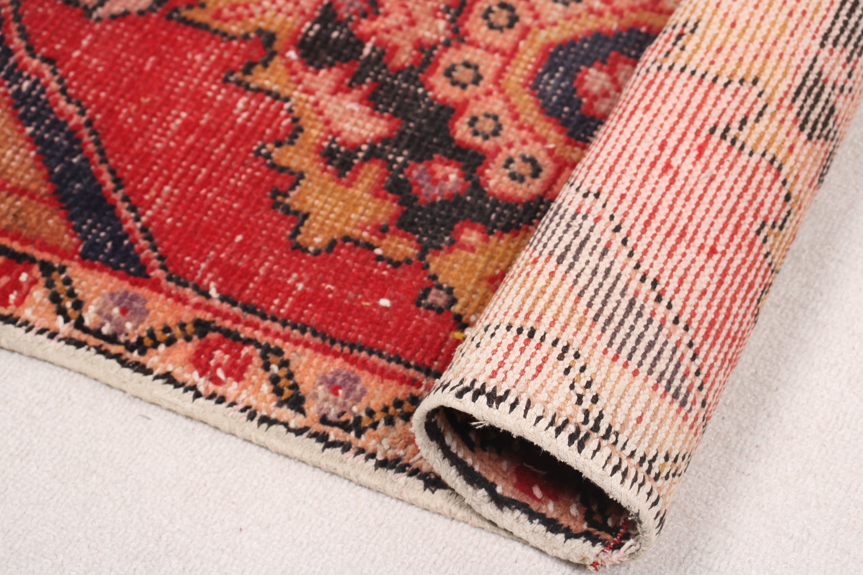 Car Mat Rug, Turkish Rugs, Vintage Rug, Kitchen Rug, Rugs for Small Area, 1.8x2.5 ft Small Rugs, Flatweave Rug, Boho Rug, Red Boho Rug