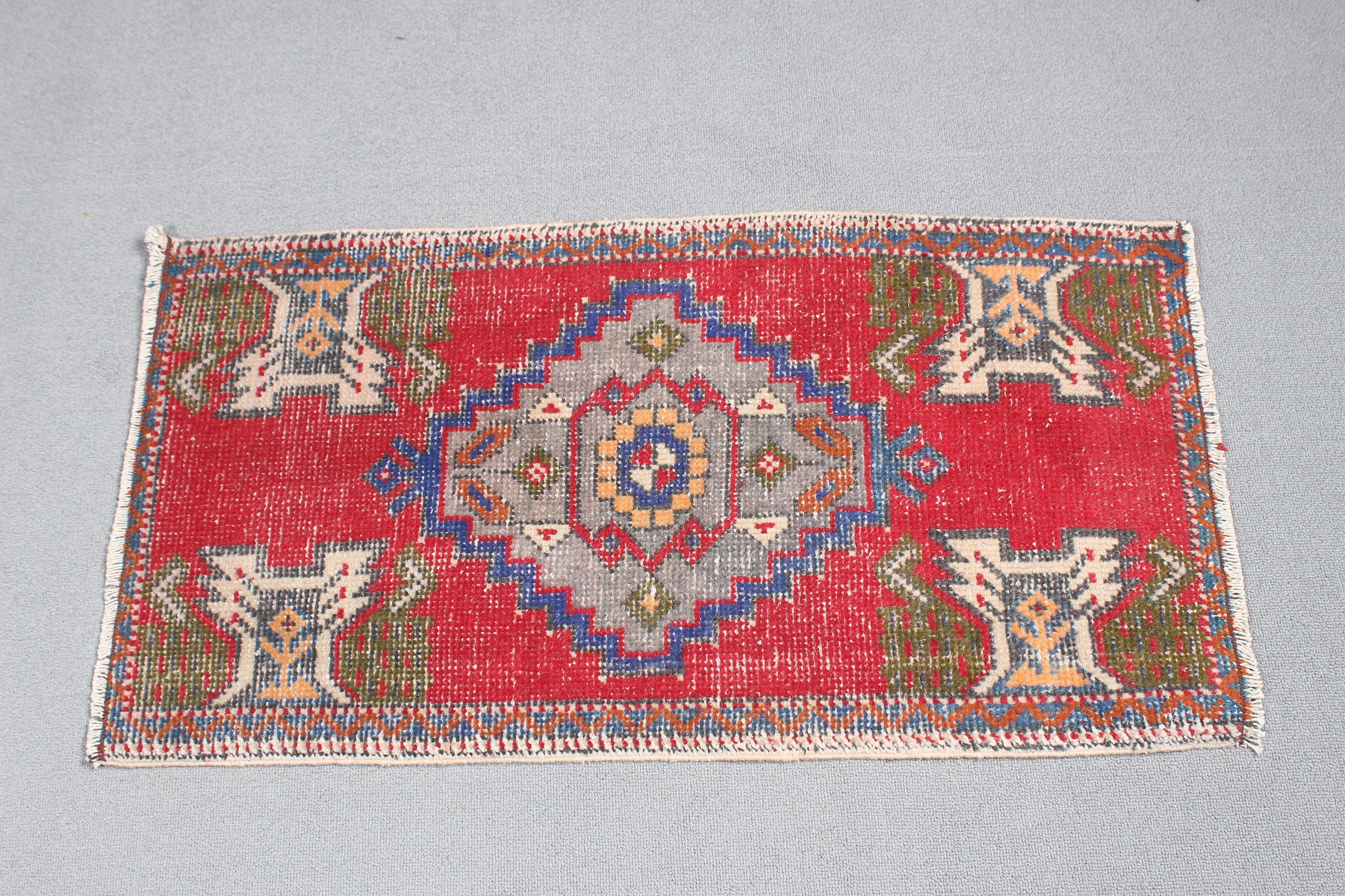 Bathroom Rugs, Wool Bath Mat Rug, Vintage Rug, Kitchen Rugs, Red Bedroom Rug, Turkish Rug, 1.6x3.1 ft Small Rug, Oriental Rugs, Car Mat Rug