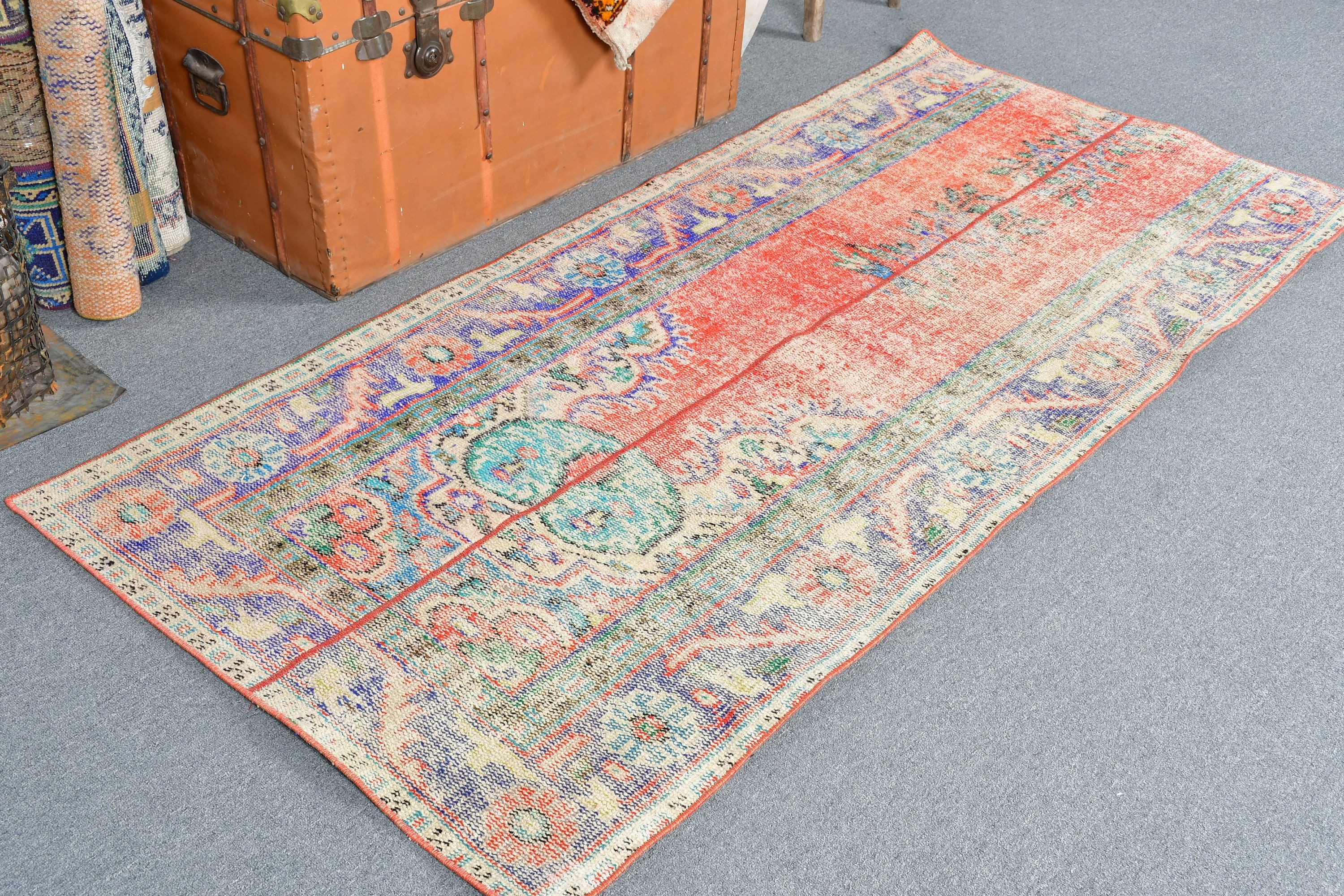 Cool Rug, 3.2x6.9 ft Accent Rug, Vintage Rugs, Turkish Rug, Red Home Decor Rug, Bedroom Rugs, Rugs for Bedroom, Oriental Rug, Nursery Rug