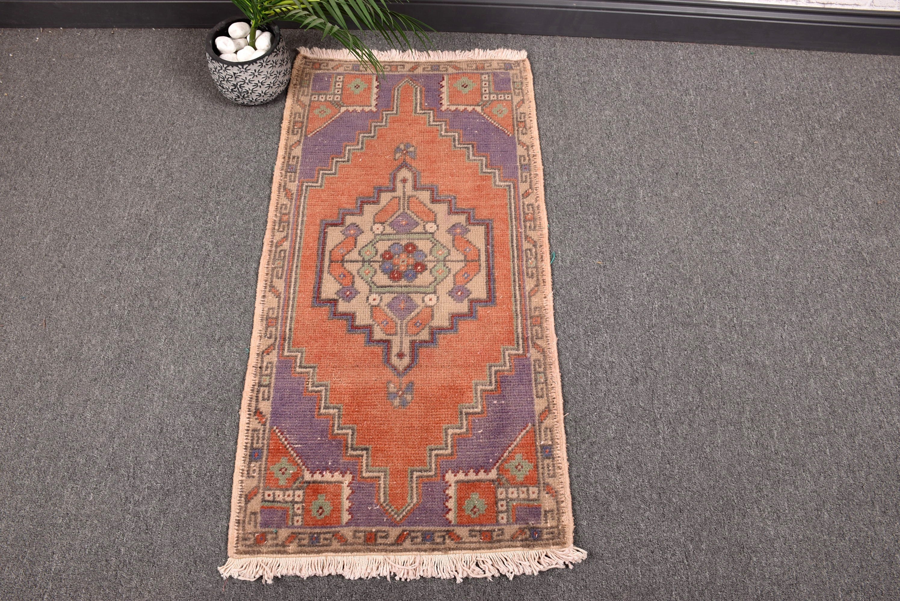 Yün Halı, Banyo Halısı, Mutfak Halıları, Modern Halı, Vintage Halılar, Mutfak Halıları, 1.7x3.3 ft Küçük Halı, Türk Halıları, Turuncu Ev Dekor Halısı