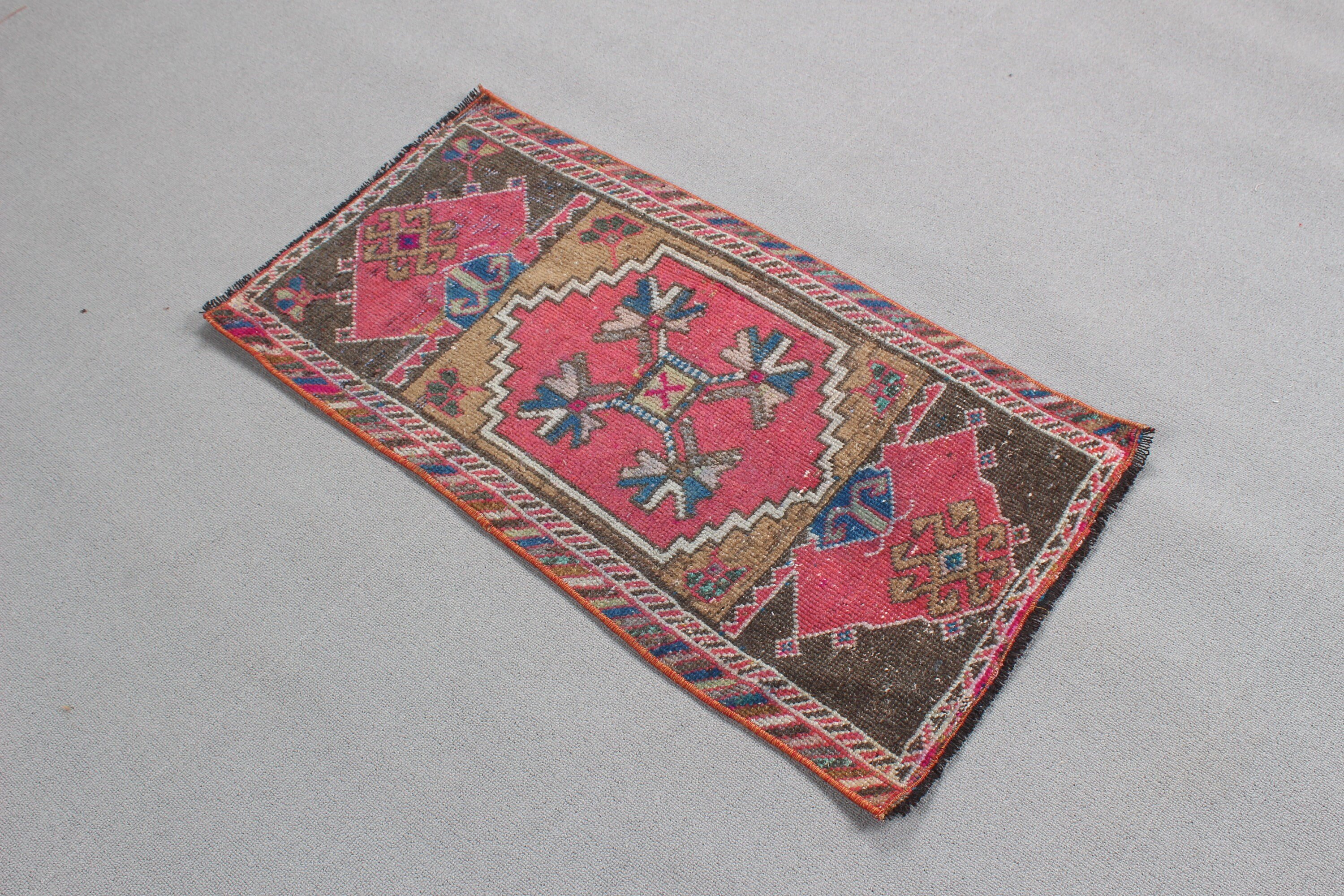 Antique Rug, Bedroom Rug, Door Mat Rug, Pink Antique Rug, Vintage Rugs, Rugs for Bath, Kitchen Rugs, Turkish Rug, 1.5x3 ft Small Rug