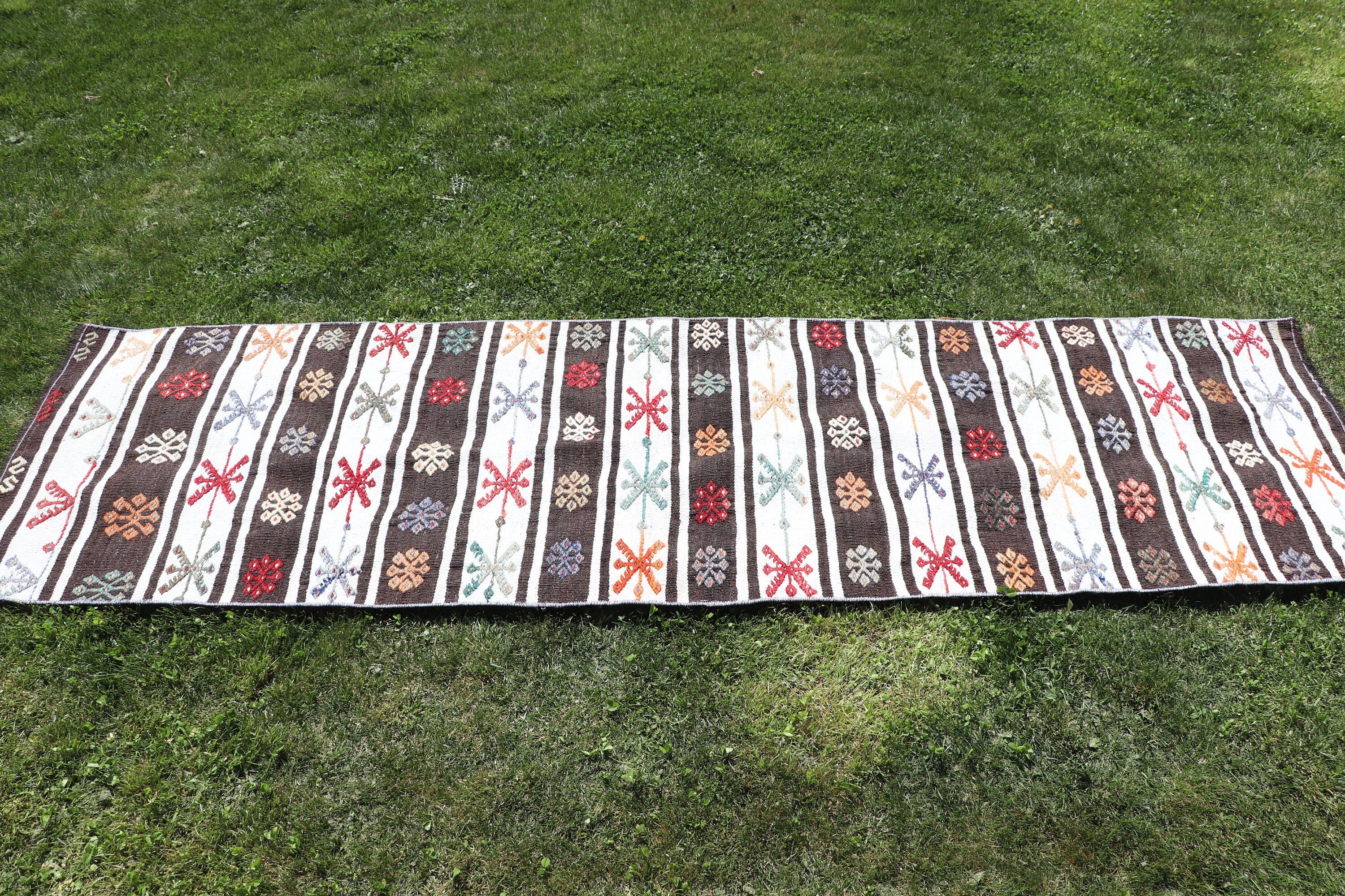 Vintage Rugs, 2.2x7.6 ft Runner Rug, Kilim, Turkish Rugs, Wool Rug, Statement Rugs, Corridor Rug, White Anatolian Rugs, Hallway Rug