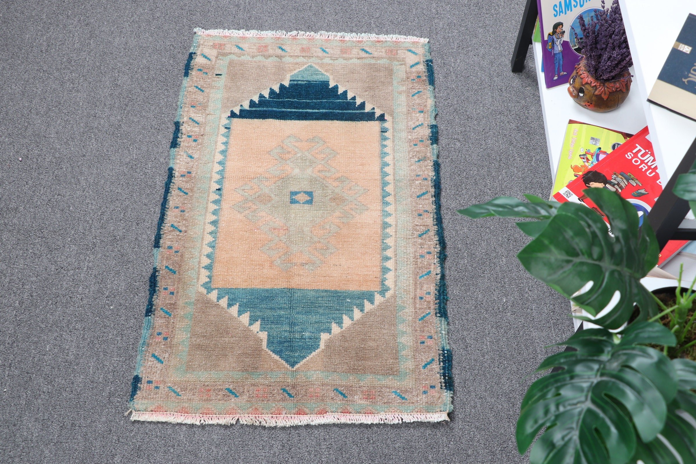 Anatolian Rugs, Turkish Rug, Kitchen Rug, Bath Rug, Orange Oriental Rugs, 1.6x2.7 ft Small Rugs, Vintage Rug, Handwoven Rug, Bedroom Rug