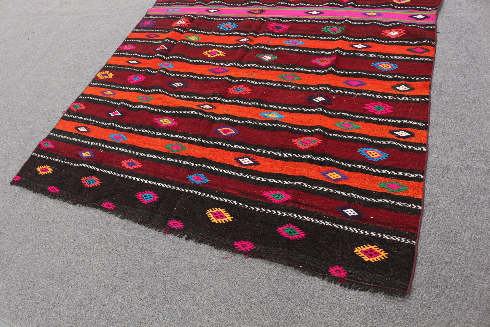 Türk Kilim, Turuncu Renkli Kilim, Oturma odası Kilim, 182x289 cm Salon Kilim, Oturma odası Kilim, Yatak odası Kilim, Anadolu Kilim