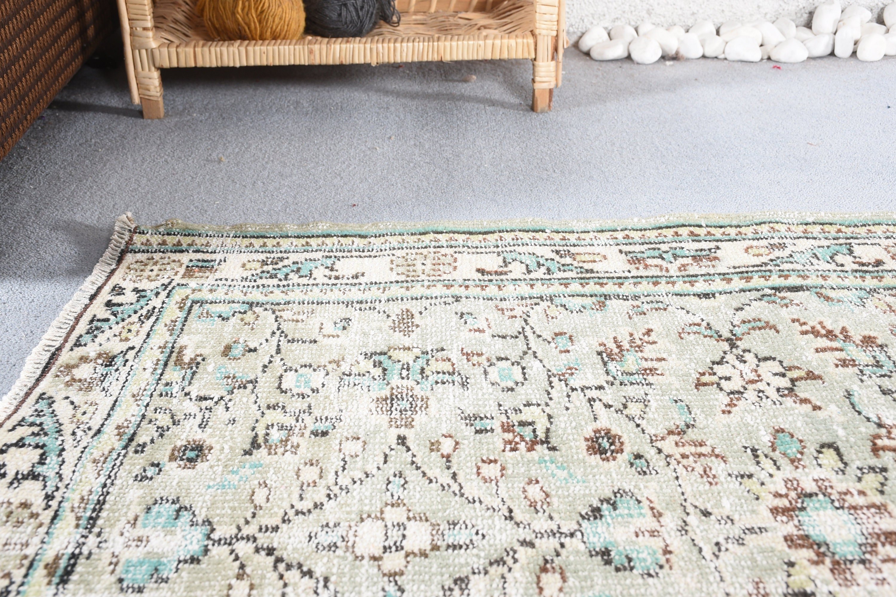 Nursery Rug, 3.3x6.3 ft Accent Rugs, Bedroom Rug, Old Rug, Vintage Rug, Green Kitchen Rug, Kitchen Rug, Anatolian Rugs, Turkish Rugs