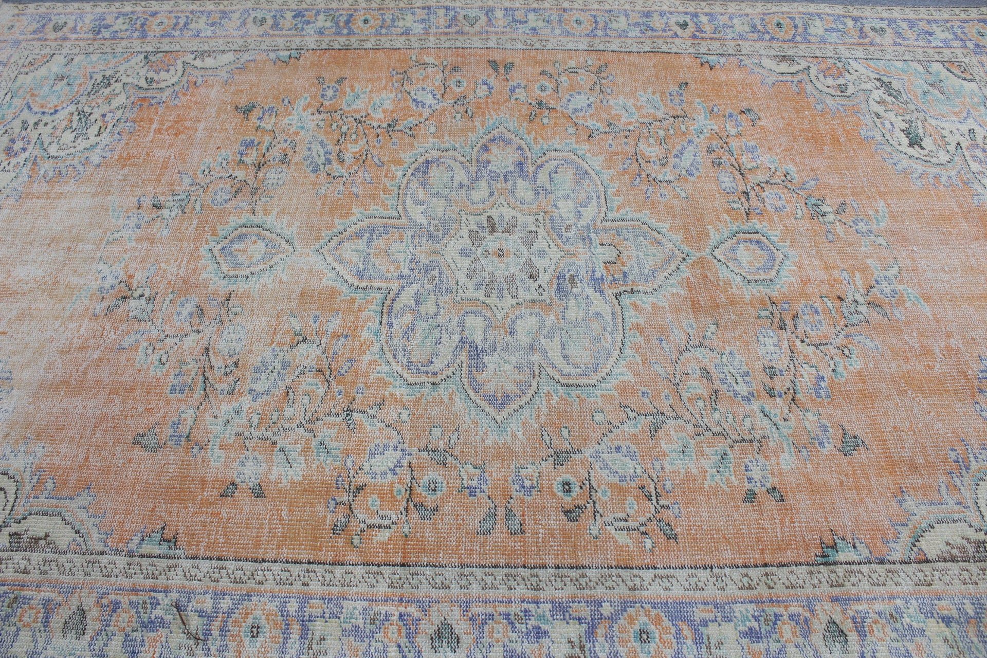 Oturma Odası Halıları, Vintage Halılar, 5.9x9.1 ft Büyük Halı, Turuncu Yatak Odası Halısı, Mutfak Halısı, Türk Halıları, Antika Halılar, Yemek Odası Halıları