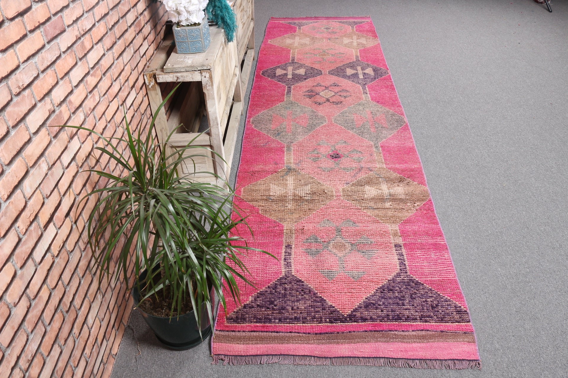 3x11 ft Runner Rugs, Pink Oriental Rugs, Moroccan Rug, Turkish Rug, Vintage Rug, Hallway Rug, Rugs for Corridor, Home Decor Rugs, Dorm Rug