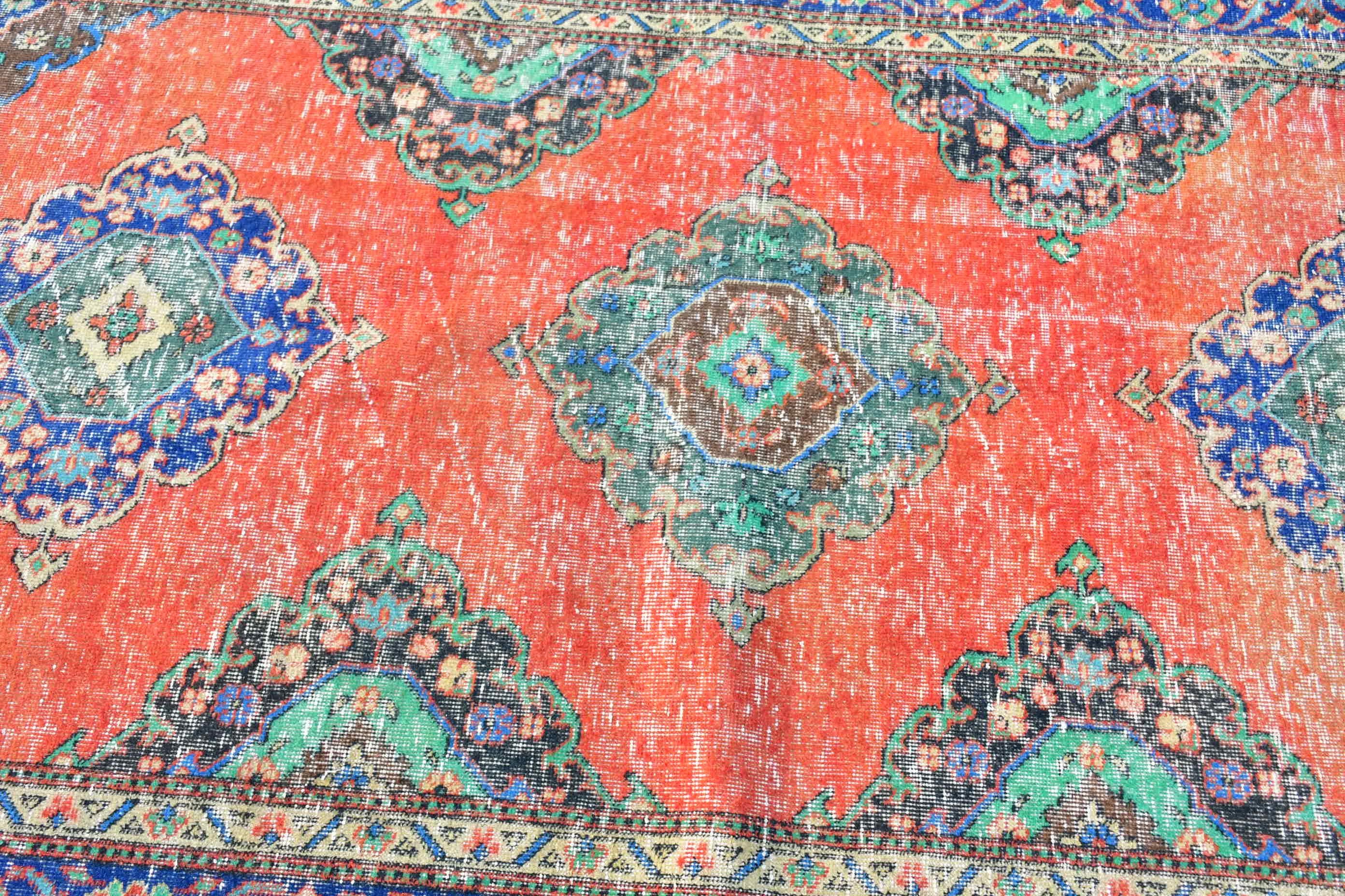 Kırmızı Oushak Halı, Koridor Halısı, Türk Halısı, Tasarımcı Halıları, 4.2x12.3 ft Runner Halısı, Mutfak Halıları, Havalı Halı, Vintage Halılar, Fas Halısı