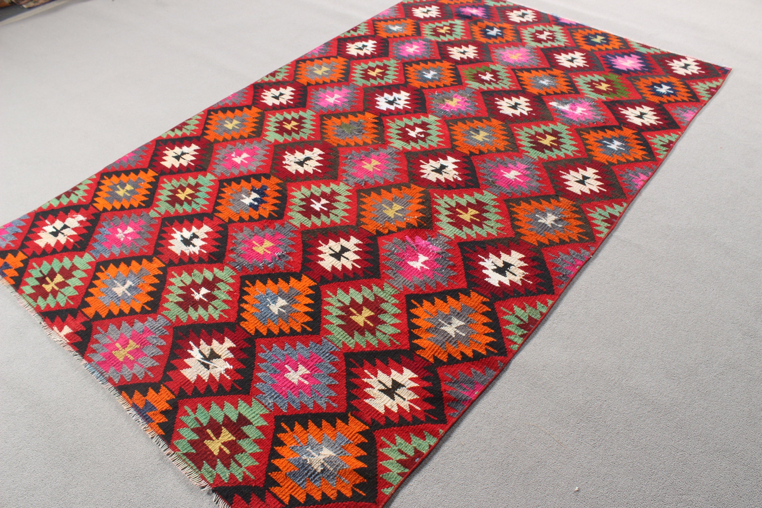 Anadolu Halısı, Kilim, Gökkuşağı Boho Halısı, Oturma Odası Halıları, Boho Halıları, Türk Halıları, Mutfak Halıları, 4.9x8 ft Alan Halıları, Vintage Halılar