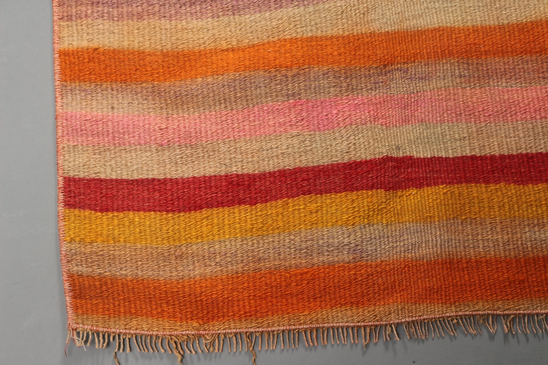 Kilim, Türk Halıları, Vintage Halılar, Mutfak Halısı, Yer Halıları, Turuncu Soğuk Halı, Koridor Halıları, 2,2x11,1 ft Yolluk Halıları