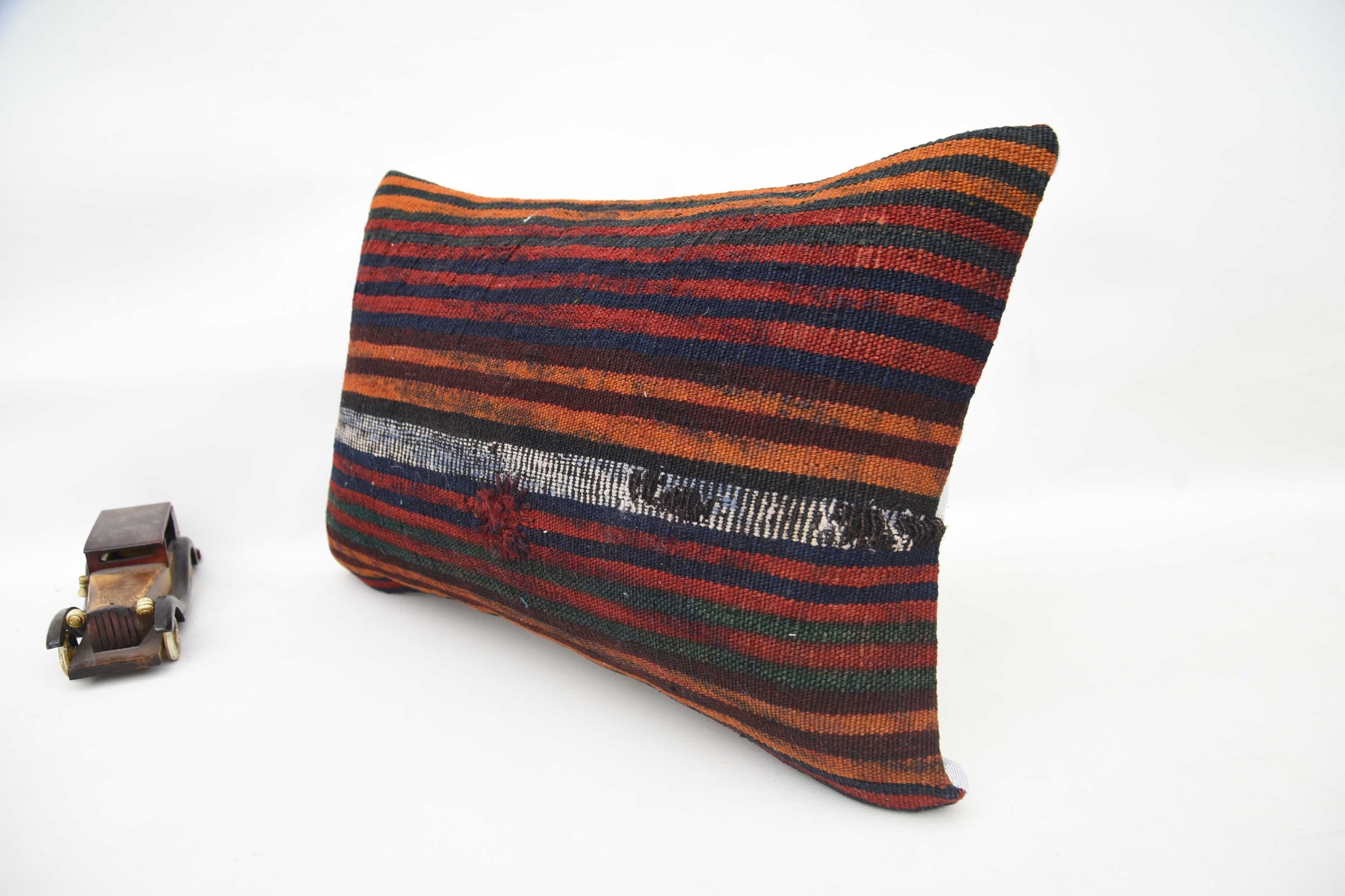Car Pillow Cover, Oriental Pillow Sham, Kilim Cushion Sham, 16"x24" Red Pillow Cover, Vintage Kilim Pillow, Kilim Pillow