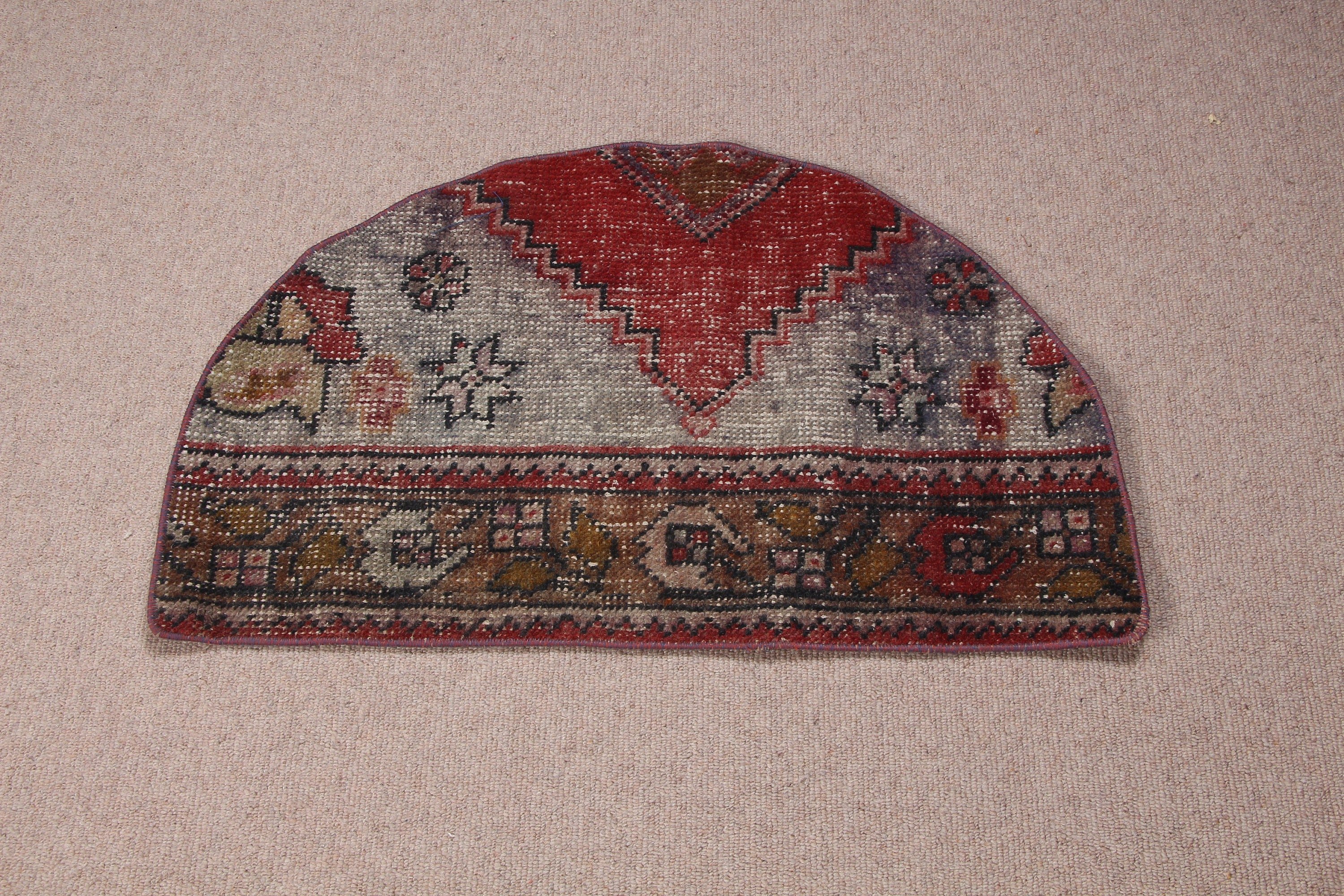 Gri Soğuk Halılar, 2.6x1.5 ft Küçük Halı, Vintage Halı, Türk Halısı, Antika Halı, Etnik Halılar, Oryantal Halı, Mutfak Halıları, Duvara Asılı Halı