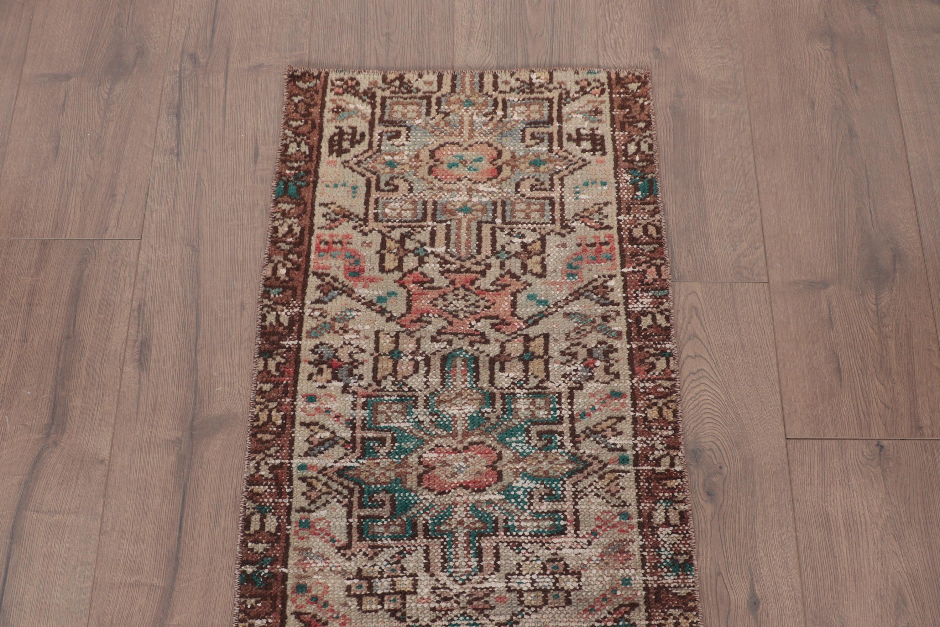 Geometrik Halı, Banyo Halıları, Vintage Halılar, Kahverengi Lüks Halı, Oryantal Halı, Türk Halısı, Kapı Paspası Halıları, Etnik Halı, 1.6x4.2 ft Küçük Halılar