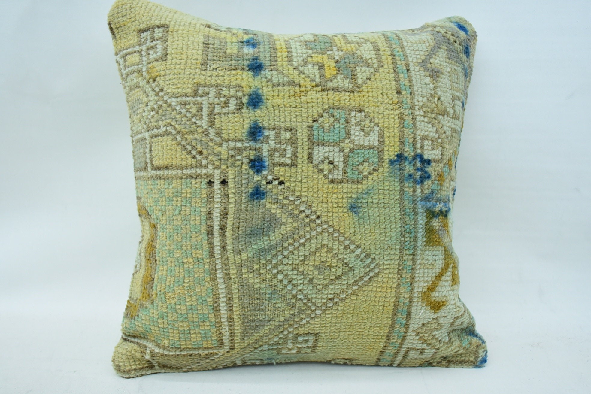 Vintage Kilim Pillow Cushion Cover, Vintage Pillow, Boho Pillow, Kilim Pillow, 18"x18" Beige Cushion, Cotton Cushion Case