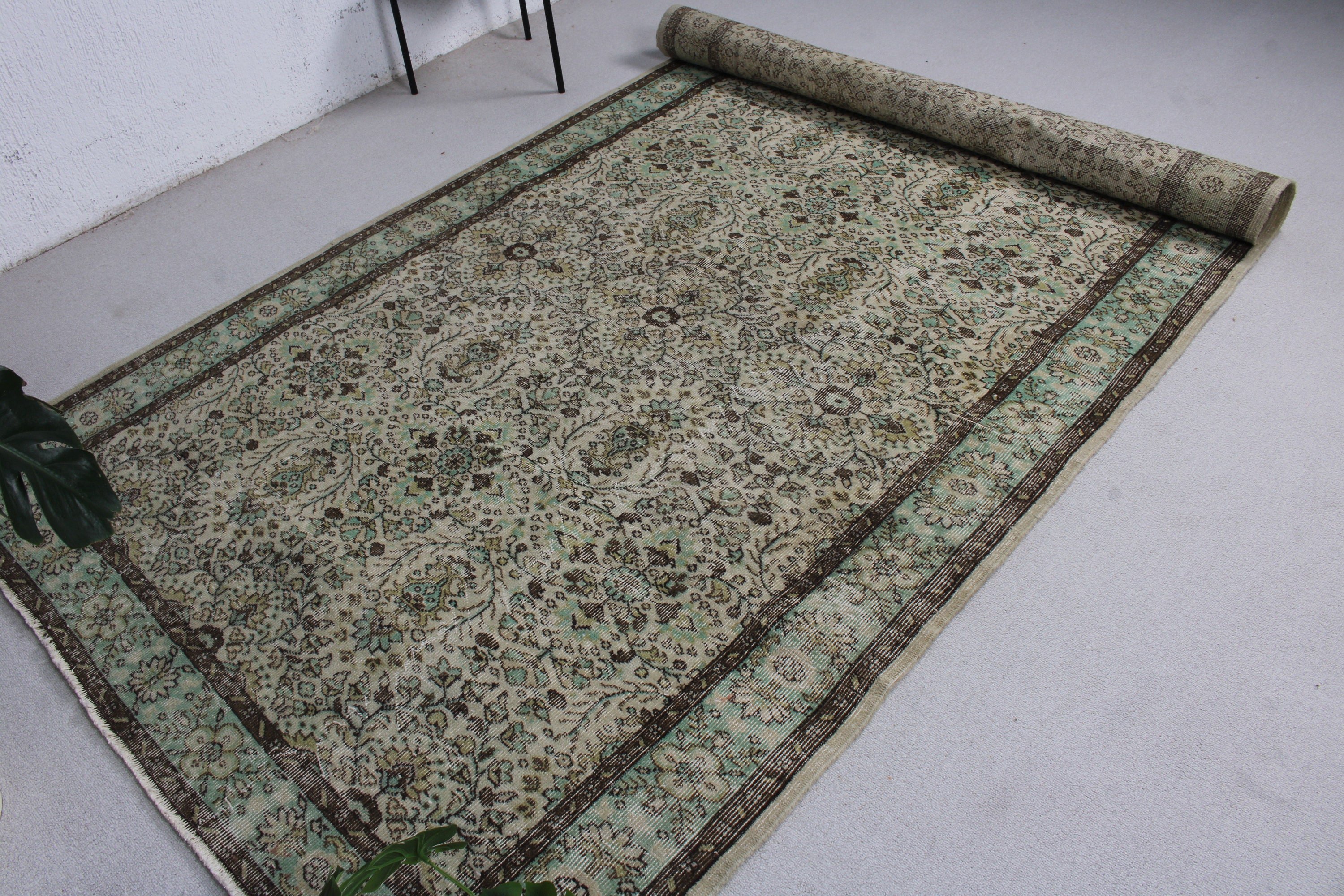 Türk Halıları, Bohem Halısı, Yatak Odası Halısı, 5.5x9.8 ft Büyük Halı, El Dokuma Halıları, Yeşil Oryantal Halı, Modern Halı, Büyük Boho Halıları, Vintage Halı