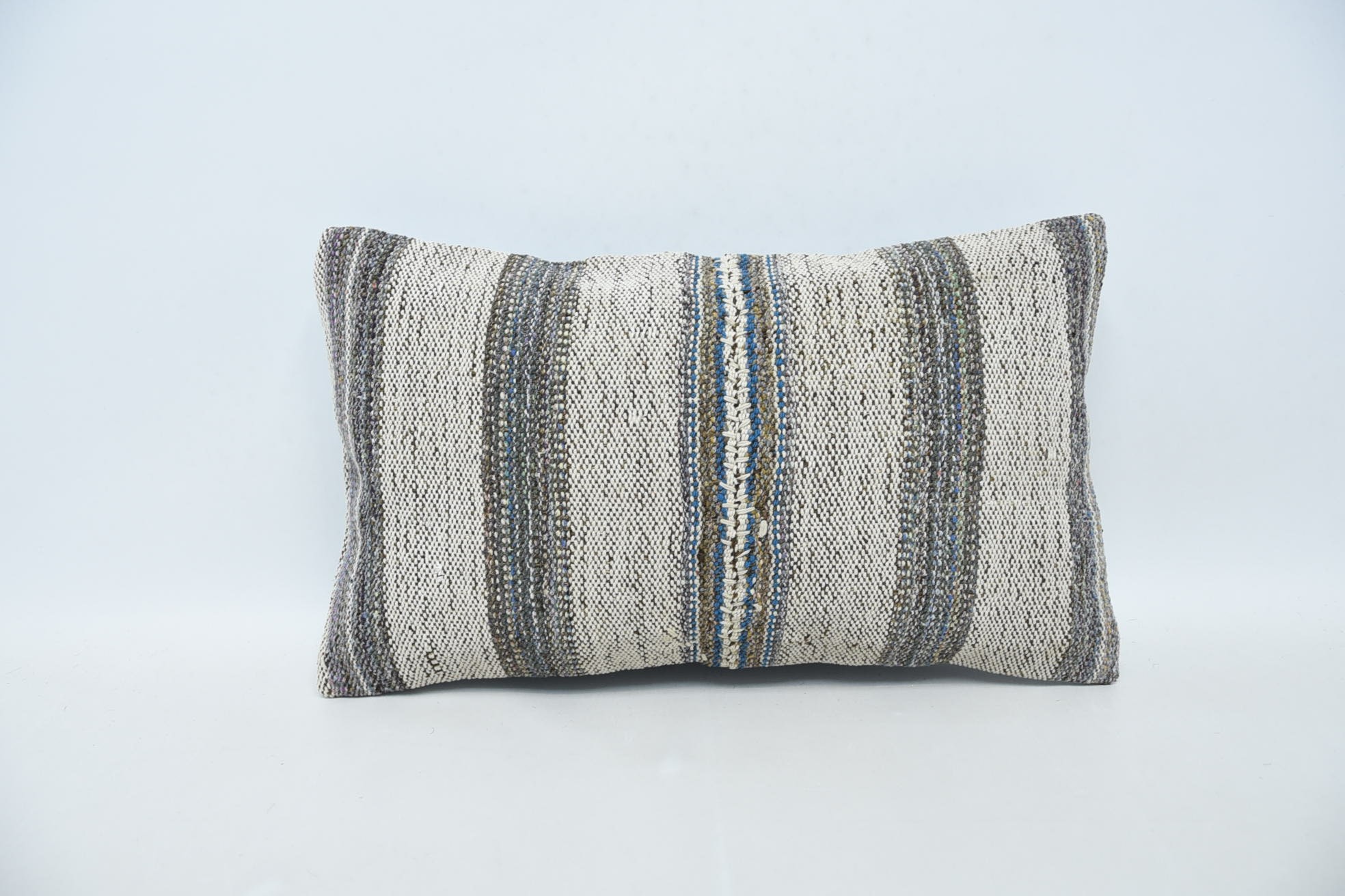 Boho Pillow, Vintage Kilim Pillow Cushion Case, Antique Pillows, 12"x20" Beige Cushion Cover, Ikat Cushion, Handmade Kilim Cushion