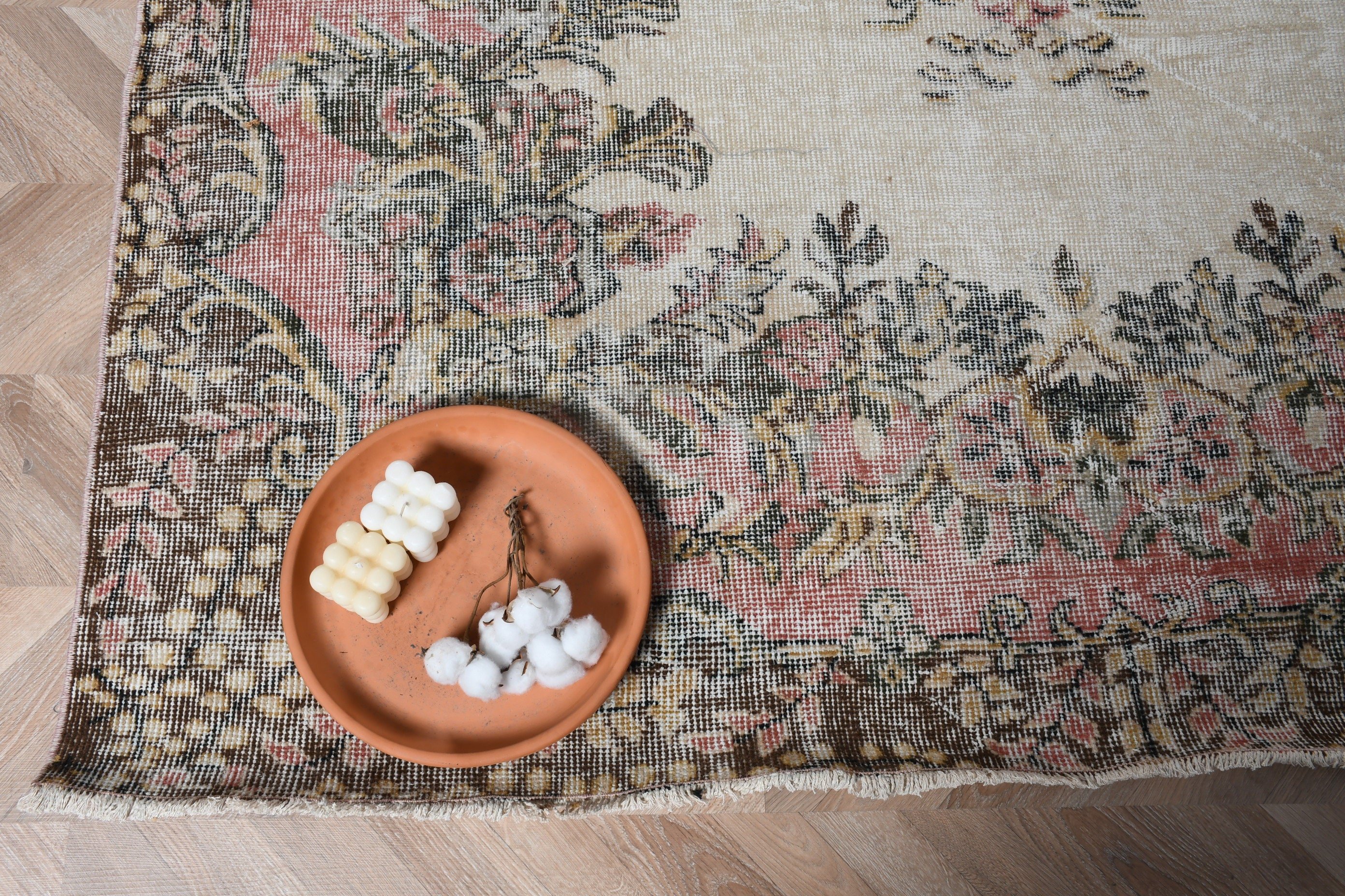 Dining Room Rug, Large Oushak Rugs, Wool Rug, Turkish Rug, 5.9x9.4 ft Large Rug, Moroccan Rug, Vintage Rug, Turkey Rug, Beige Oriental Rugs