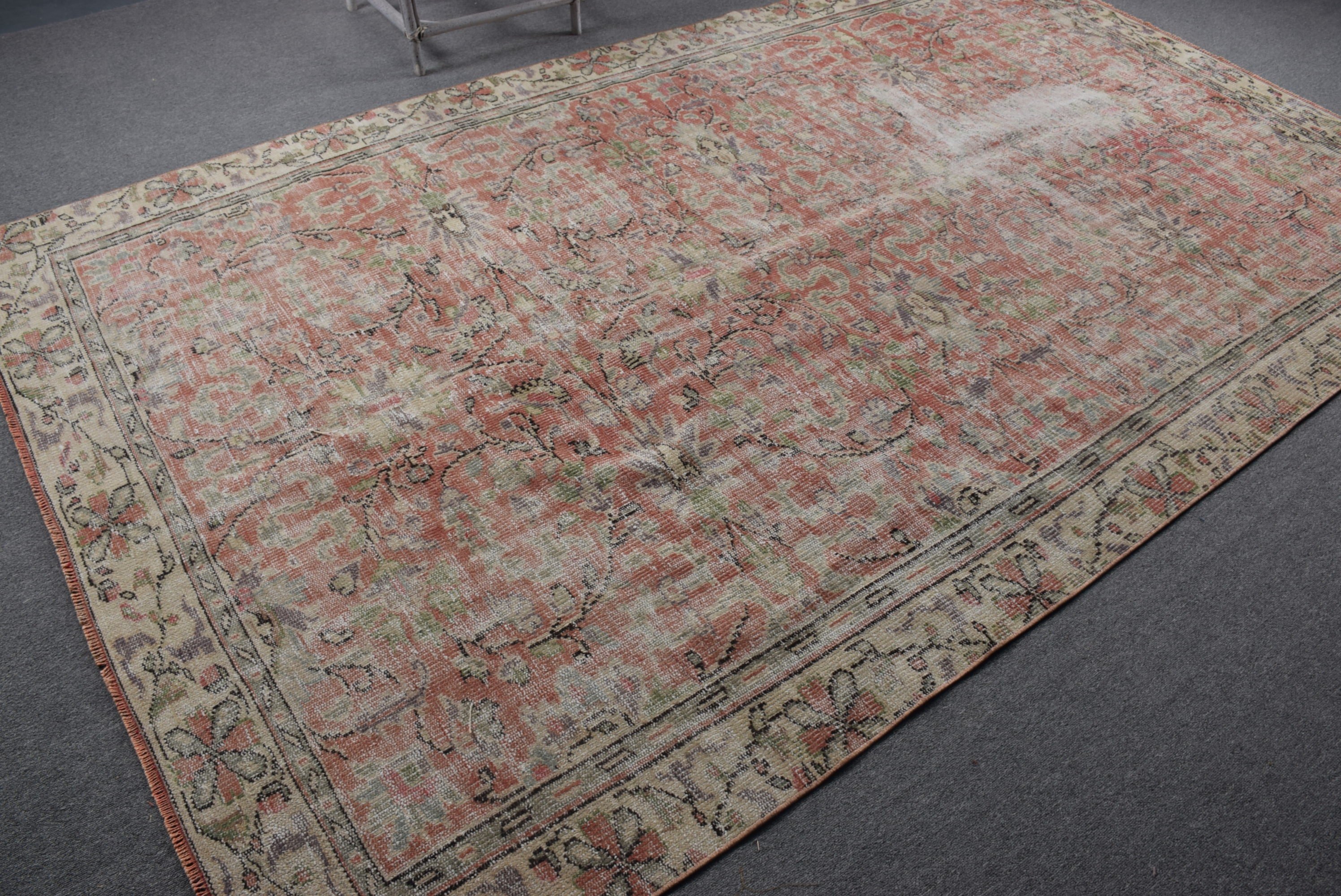 Vintage Rug, Bedroom Rug, Rugs for Living Room, Red  6.3x10.2 ft Large Rug, Turkish Rugs, Salon Rugs, Cool Rug