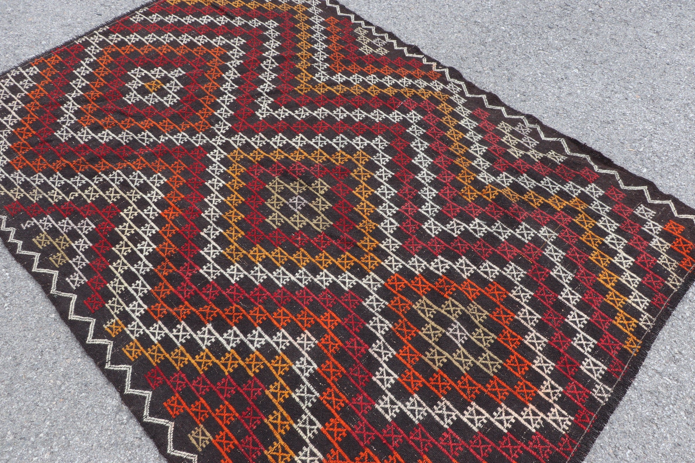 Türk Halısı, Çocuk Halıları, El Yapımı Halı, 5x7,1 ft Alan Halısı, Oryantal Halılar, İç Mekan Halısı, Vintage Halı, Kilim, Yün Halı, Kahverengi Ev Dekor Halısı