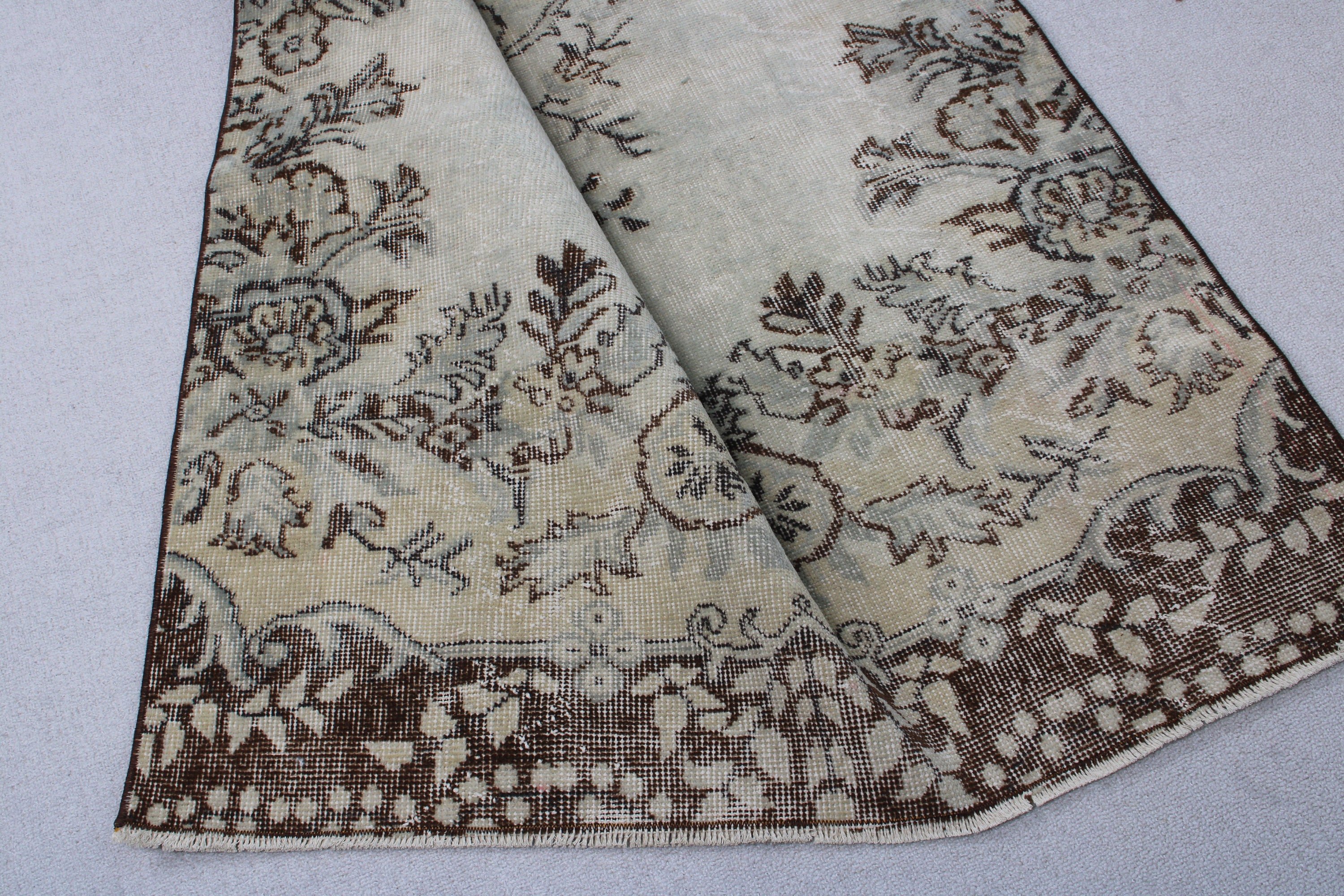 3.6x9.3 ft Runner Halıları, Beni Ourain Runner Halıları, Türk Halıları, Vintage Halı, Bej Lüks Halı, Oushak Halıları, Bildiri Halısı, Koridor Halıları