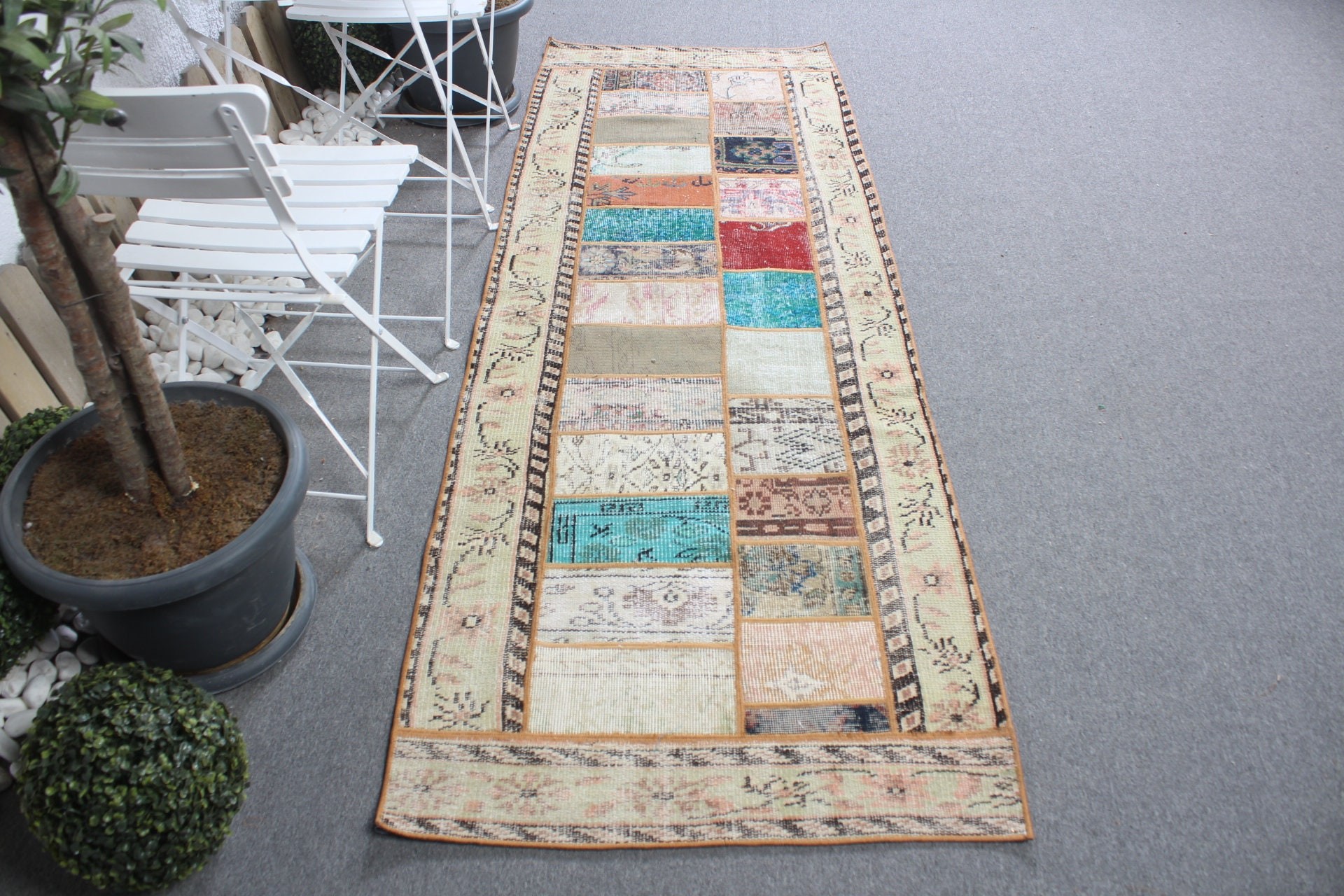 Mutfak Halısı, Merdiven Halısı, Vintage Halı, Havalı Halılar, Runner Halıları, Türk Halısı, Gökkuşağı 2.8x8.1 ft Runner Halıları, El Dokuma Halı