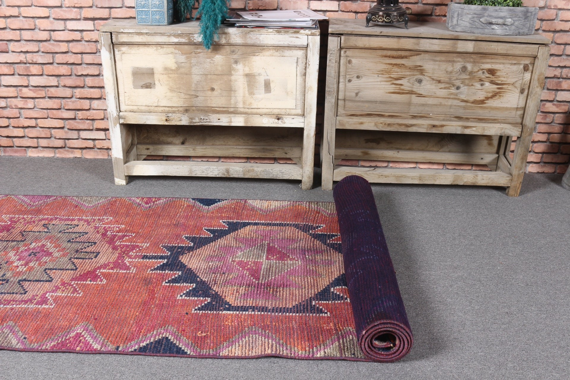 Sevimli Halı, Vintage Halı, Mutfak Halıları, Merdiven Halıları, Oryantal Halı, 2,9x11,4 ft Runner Halısı, Retro Halı, Türk Halısı, Pembe Yer Halısı, Havalı Halı