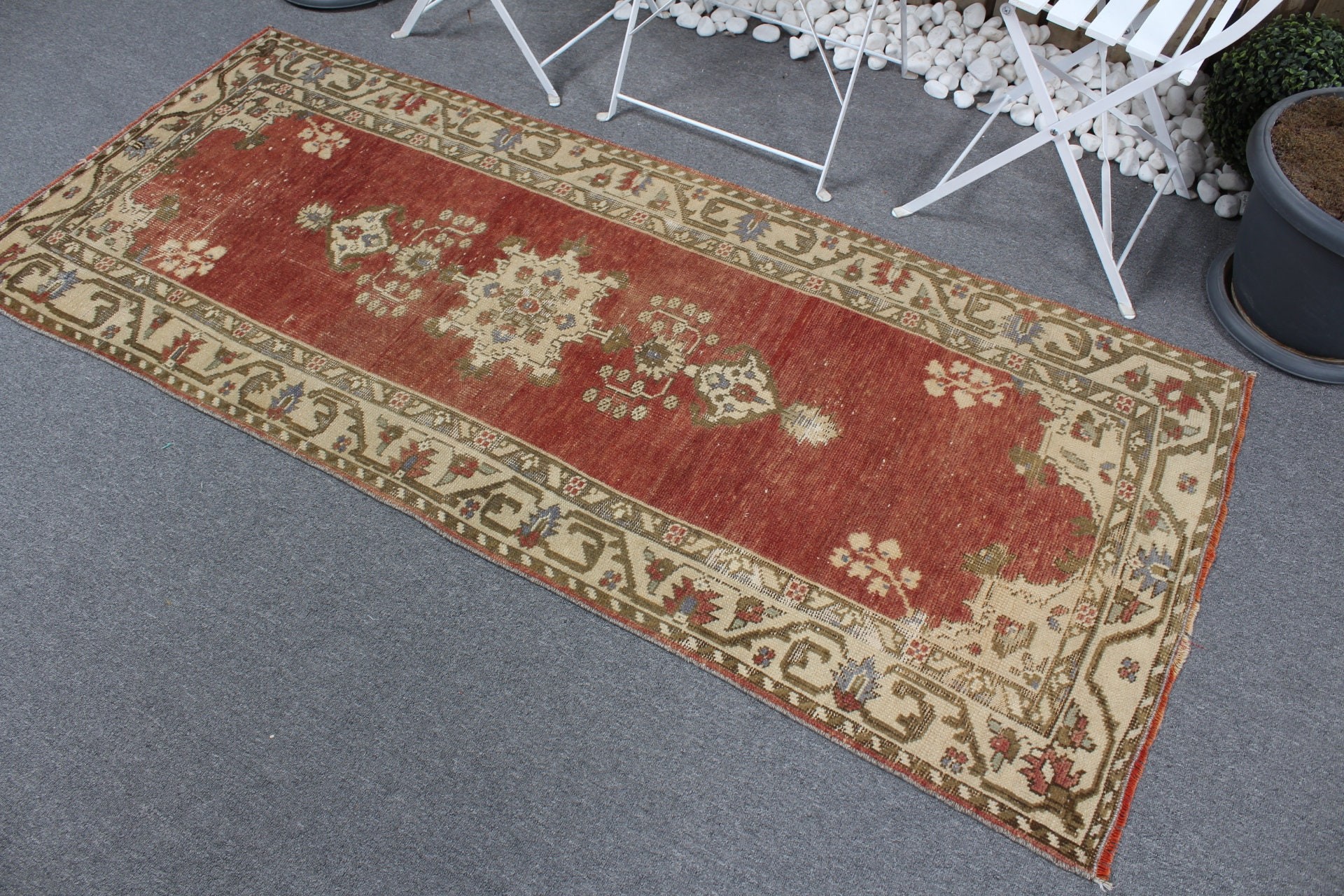 Abstract Rugs, Turkish Rugs, Bedroom Rug, 2.7x6.6 ft Accent Rug, Kitchen Rugs, Red Oriental Rugs, Home Decor Rugs, Wool Rug, Vintage Rugs