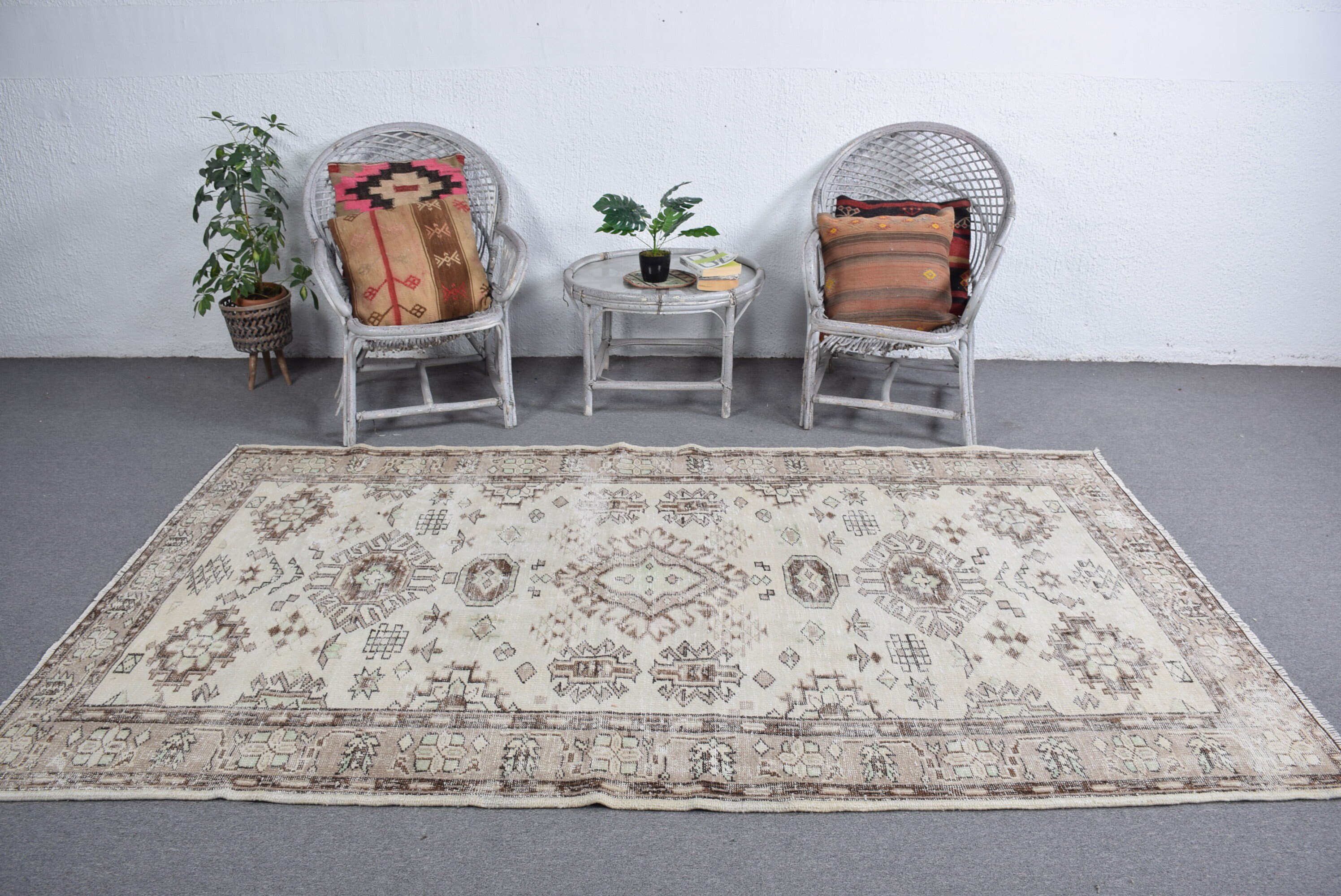 Kahverengi 5.3x9.1 ft Büyük Halı, Mutfak Halısı, Salon Halısı, Yatak Odası Halıları, Türk Halısı, Oturma Odası Halıları, Vintage Halı, Yün Halılar